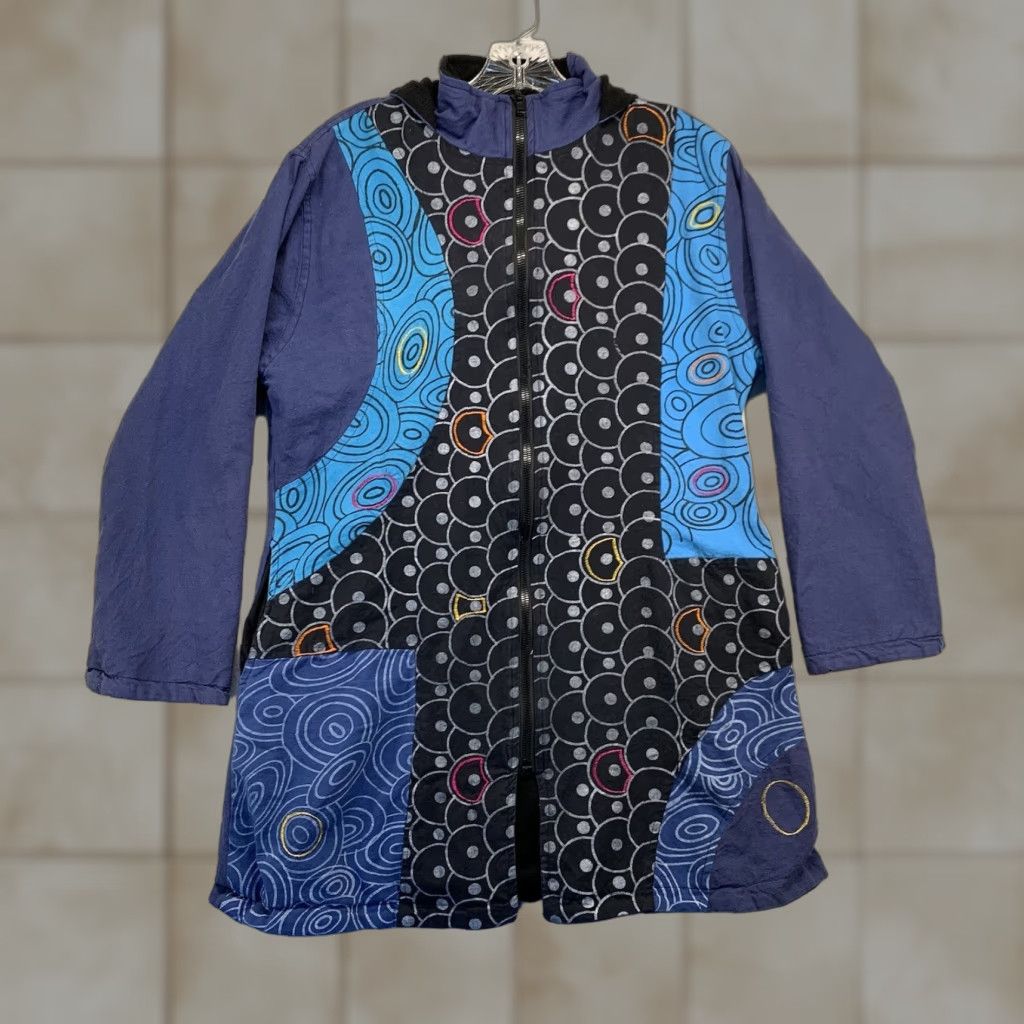 Vintage VINTAGE Patchwork Style Jacket Women's Boho Hippie Ethnic Nepal Pockets Zip Hood M-L Size M / US 6-8 / IT 42-44 - 1 Thumbnail