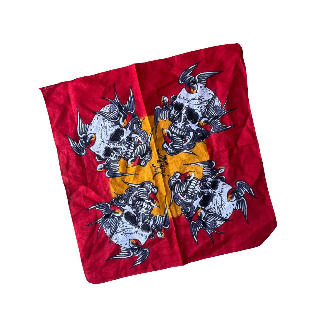 Other Miami Ink Skull & Swallow Print Bandana Scarf Size ONE SIZE - 1 Thumbnail