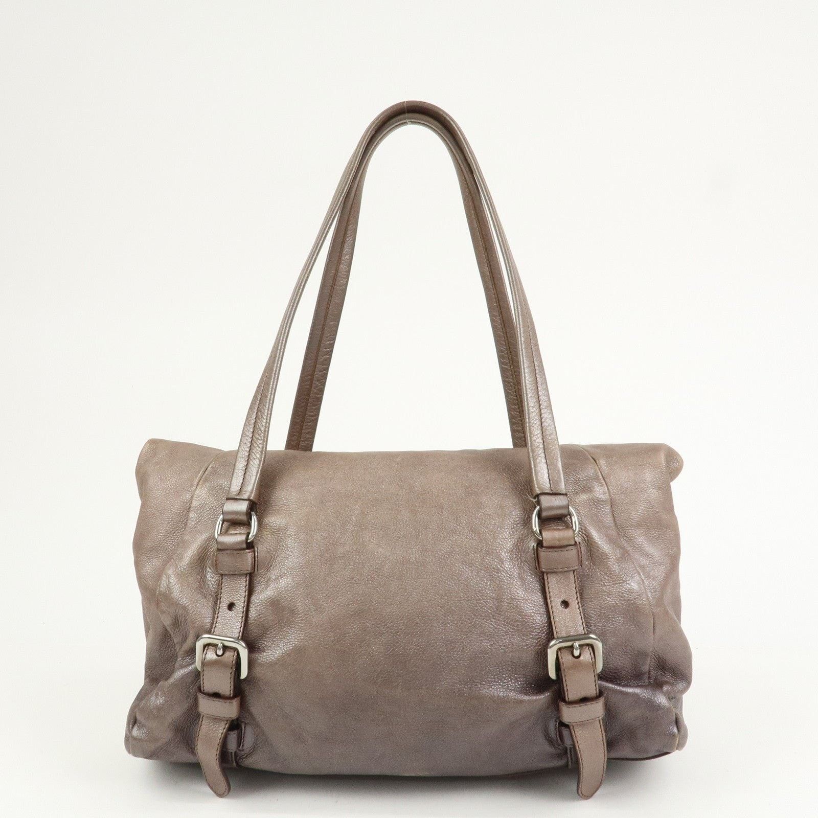 Prada Prada Logo Calfskin Shoulder Bag Metallic Brown Size ONE SIZE - 2 Thumbnail