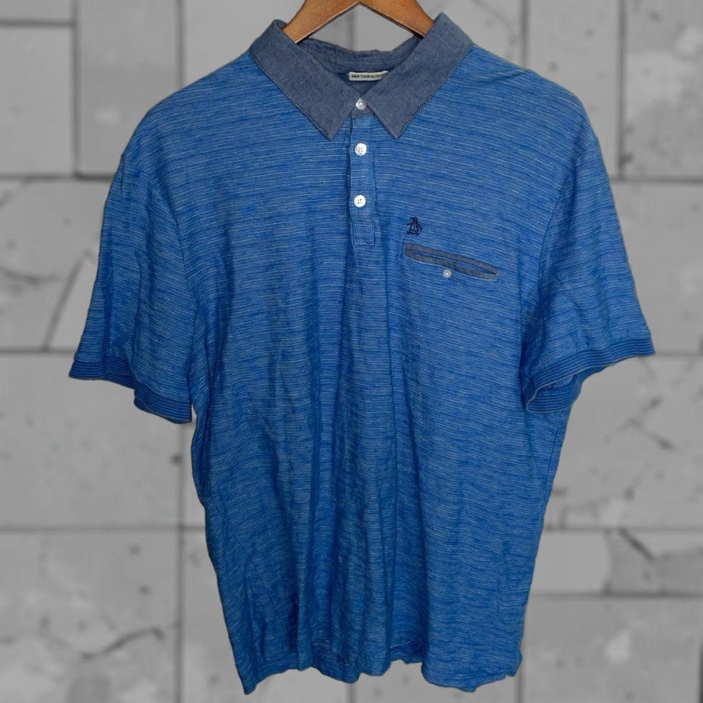 Vintage PENGUIN Heritage Polo Shirt Men's Slim Fit Blue Pocket Polo XXL Adult Blue Pocket Polo Shirt Mens 2XL Slim Fit Clothing Size US XXL / EU 58 / 5 - 1 Thumbnail