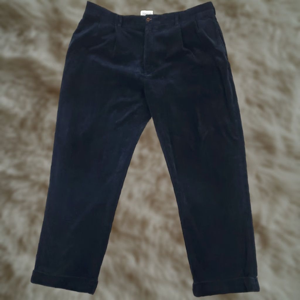 Ralph Lauren Ralph Lauren Pants Mens 40x30 Navy Blue Corduroy Straight Cuffed Pleated Chino Size US 40 / EU 56 - 1 Thumbnail