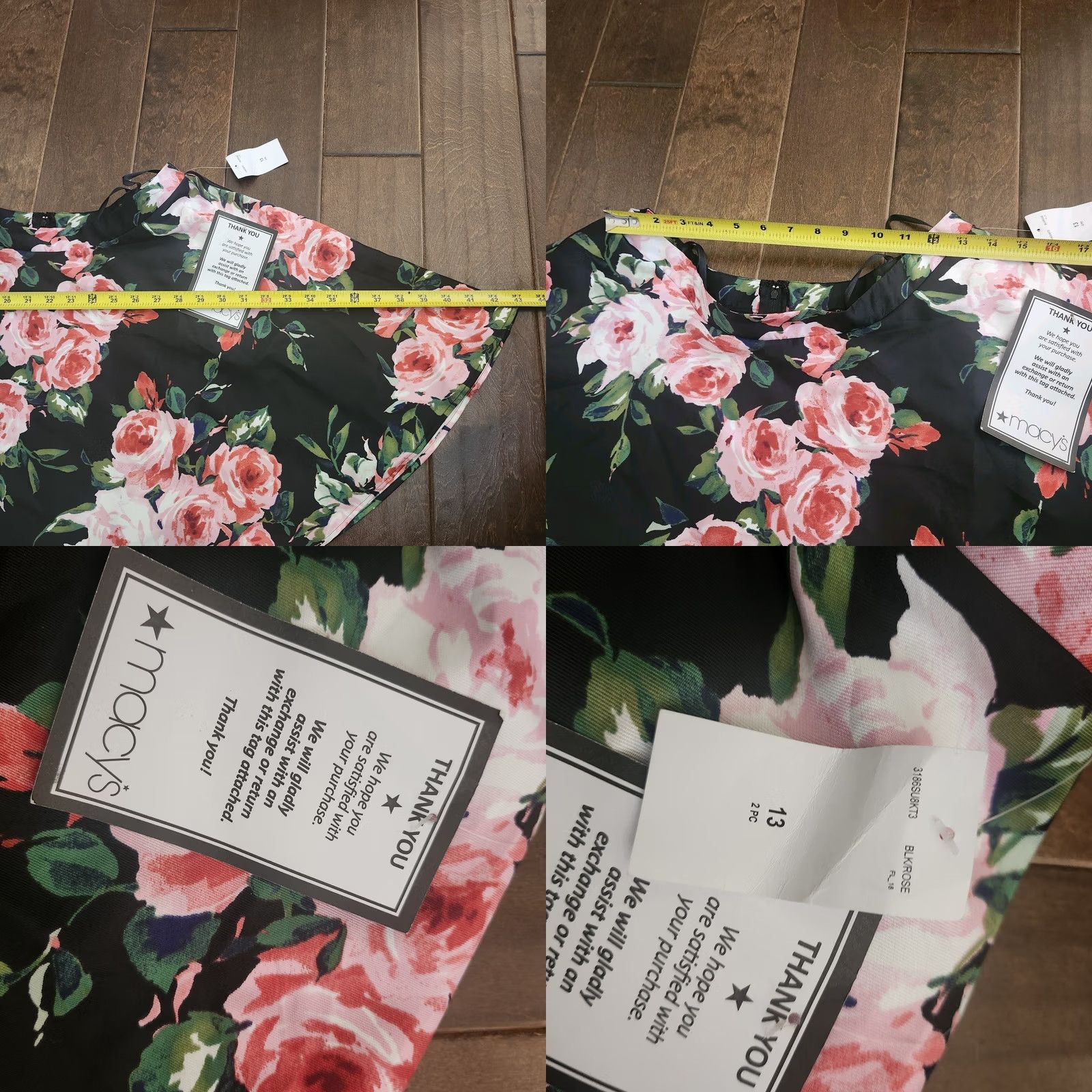 Vintage VINTAGE City Studio ROSE Black Rose Floral Party Skirt NWT - Size 13 Size 34" / US 12 / IT 48 - 8 Thumbnail