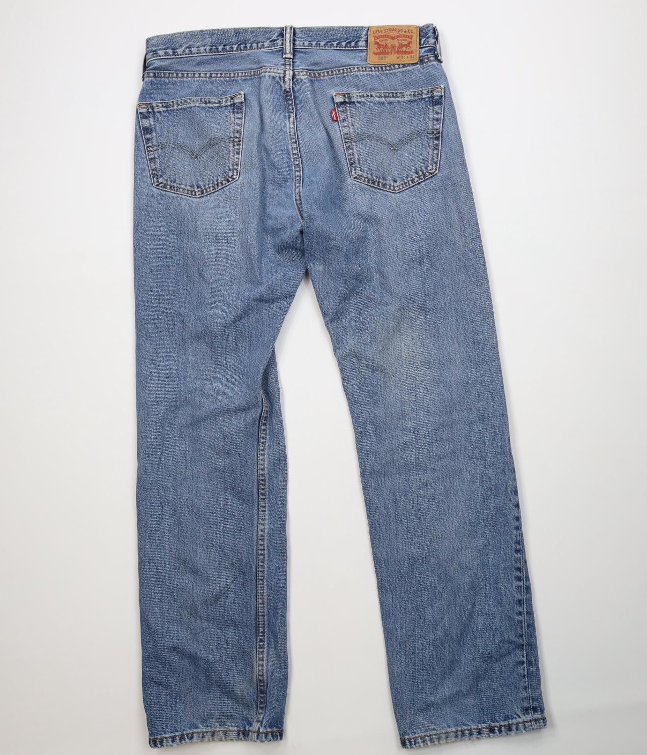 Levi's Vintage Y2K Levis 505 Regular Straight Leg Denim Jeans Blue Size US 35 - 11 Thumbnail