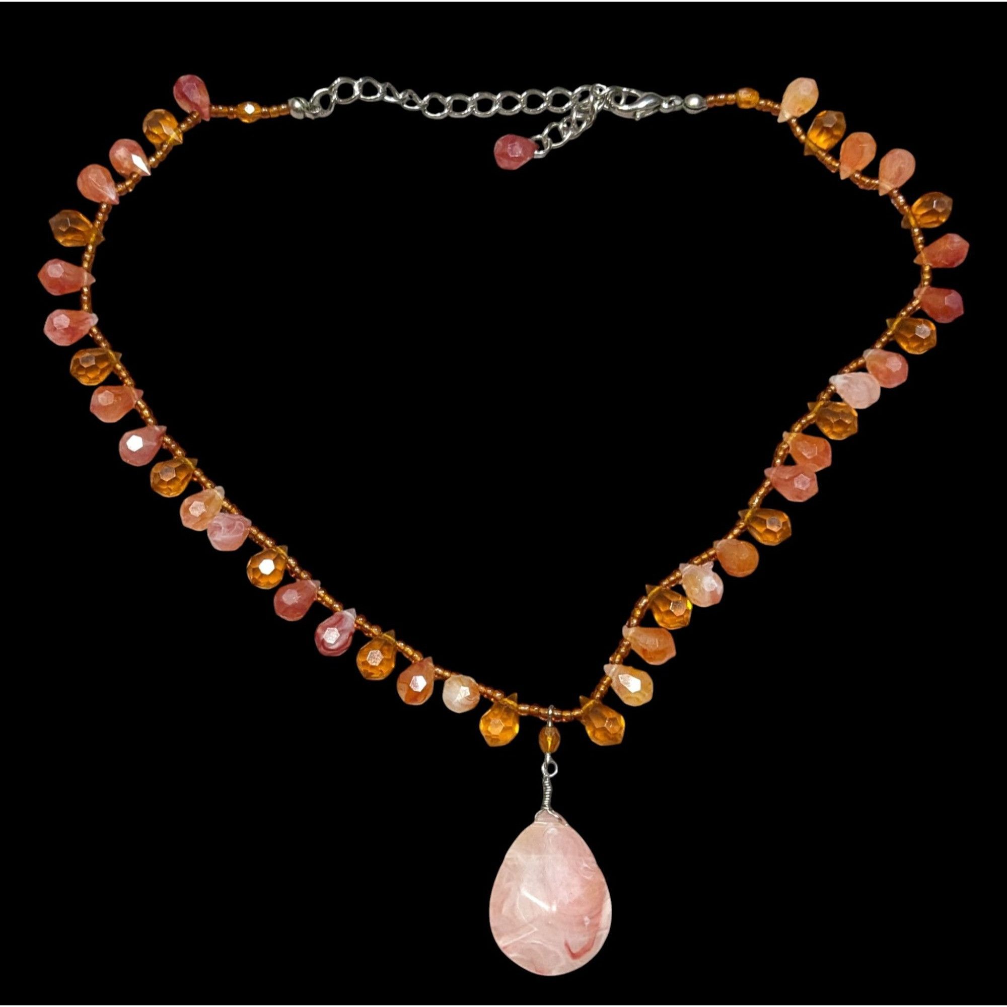 Handmade Handcrafted Coquette Acrylic Necklace With Pink Teardrop Pen Size ONE SIZE - 1 Thumbnail
