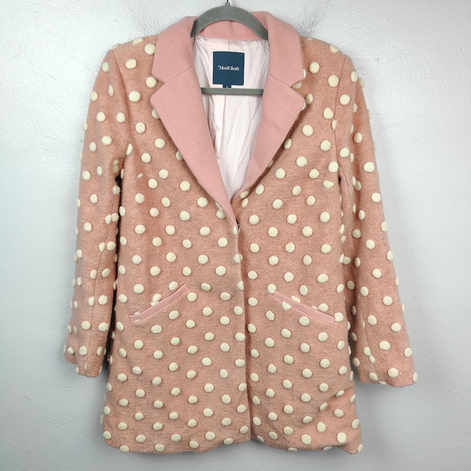 Other Modcloth 3D Polka Dot Coat Womens Small Pink White Size S / US 4 / IT 40 - 1 Thumbnail