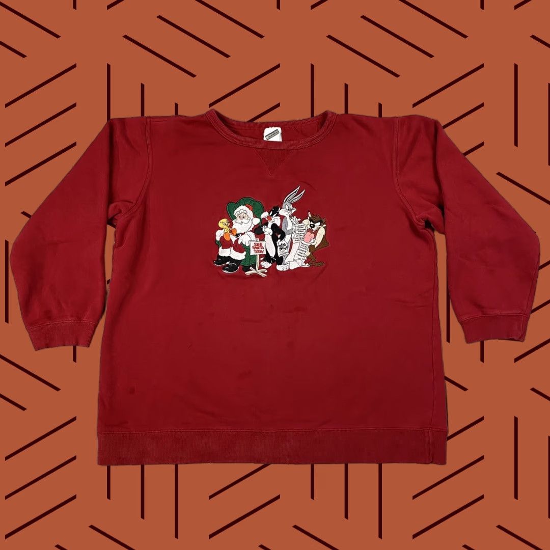 Vintage VINTAGE 1999 WARNER BROS LOONEY TUNES CREW NECK SWEATSHIRT Red Adult L Size US L / EU 52-54 / 3 - 1 Thumbnail