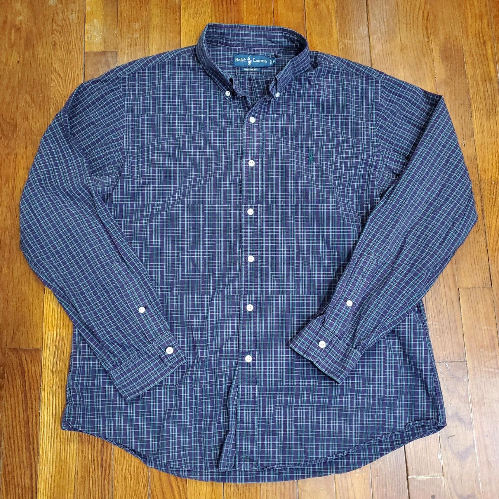 Ralph Lauren Ralph Lauren Shirt Mens XL Blue Plaid Long Sleeve Button Down Custom Fit Size US XL / EU 56 / 4 - 2 Thumbnail