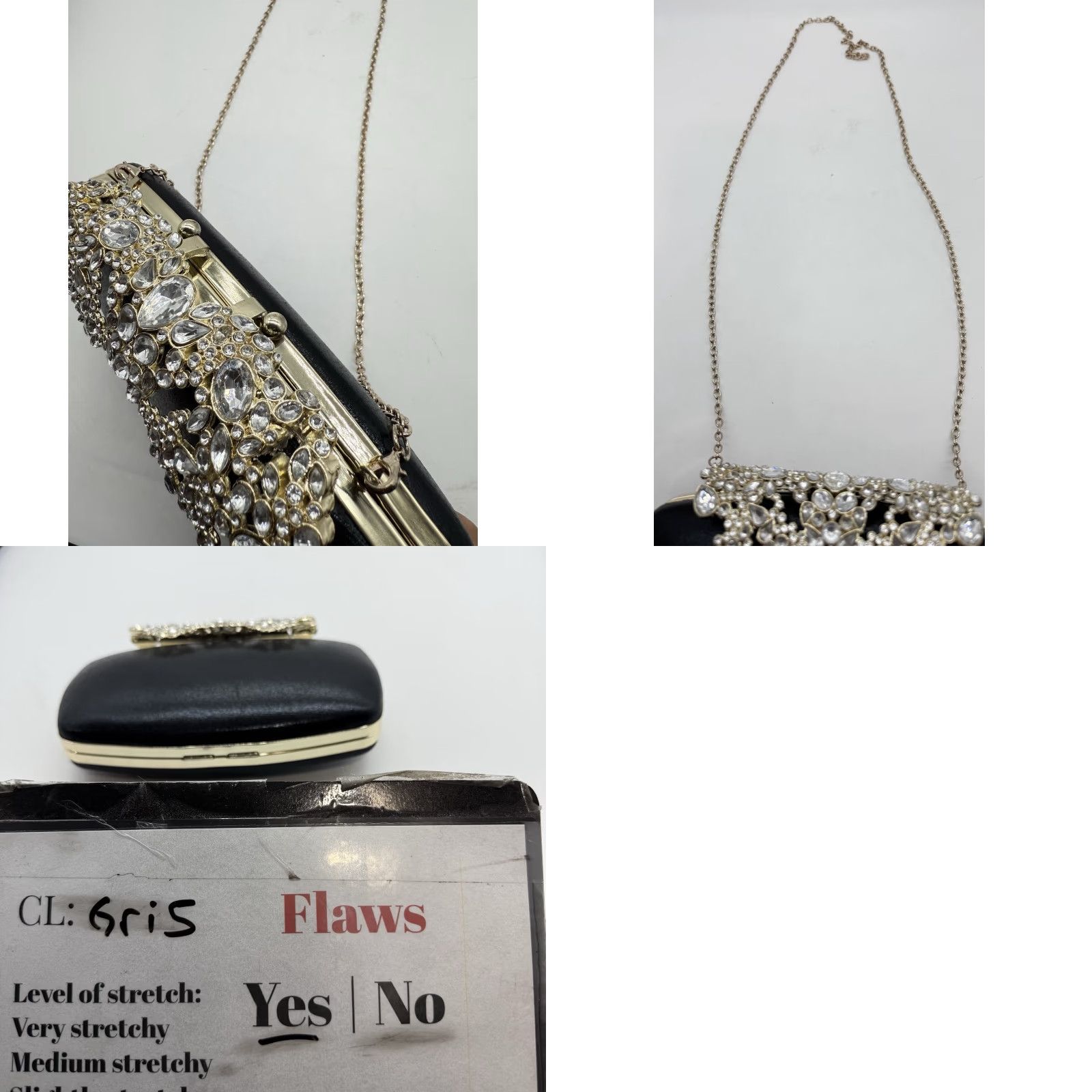 Vintage Kate Landry Black Clutch Evening Bag Rhinestones Crossbody Ladies Size ONE SIZE - 9 Thumbnail