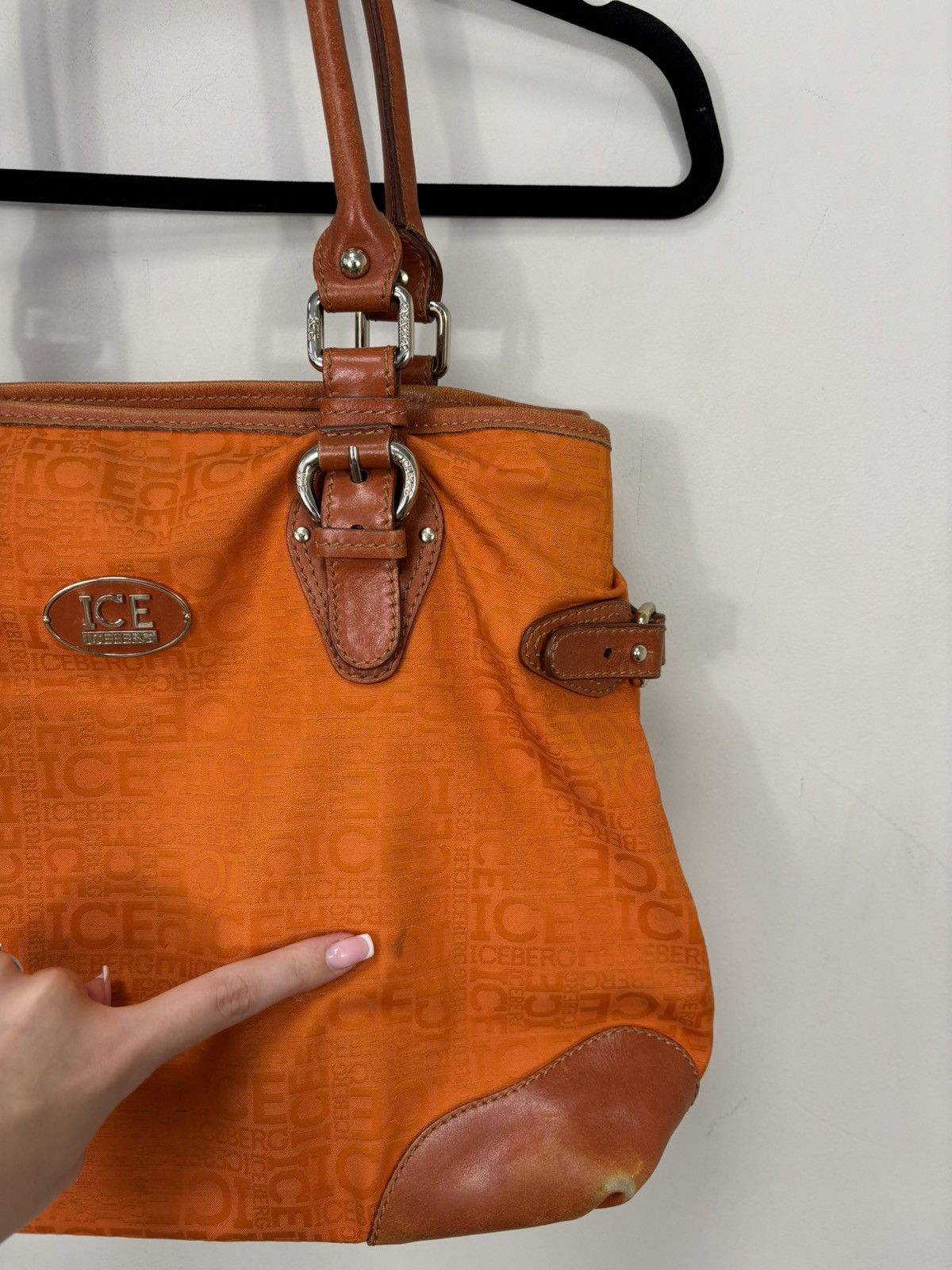 Iceberg Iceberg Vintage Designer Rare Orange Canvas Leather Tote Bag Size ONE SIZE - 3 Thumbnail