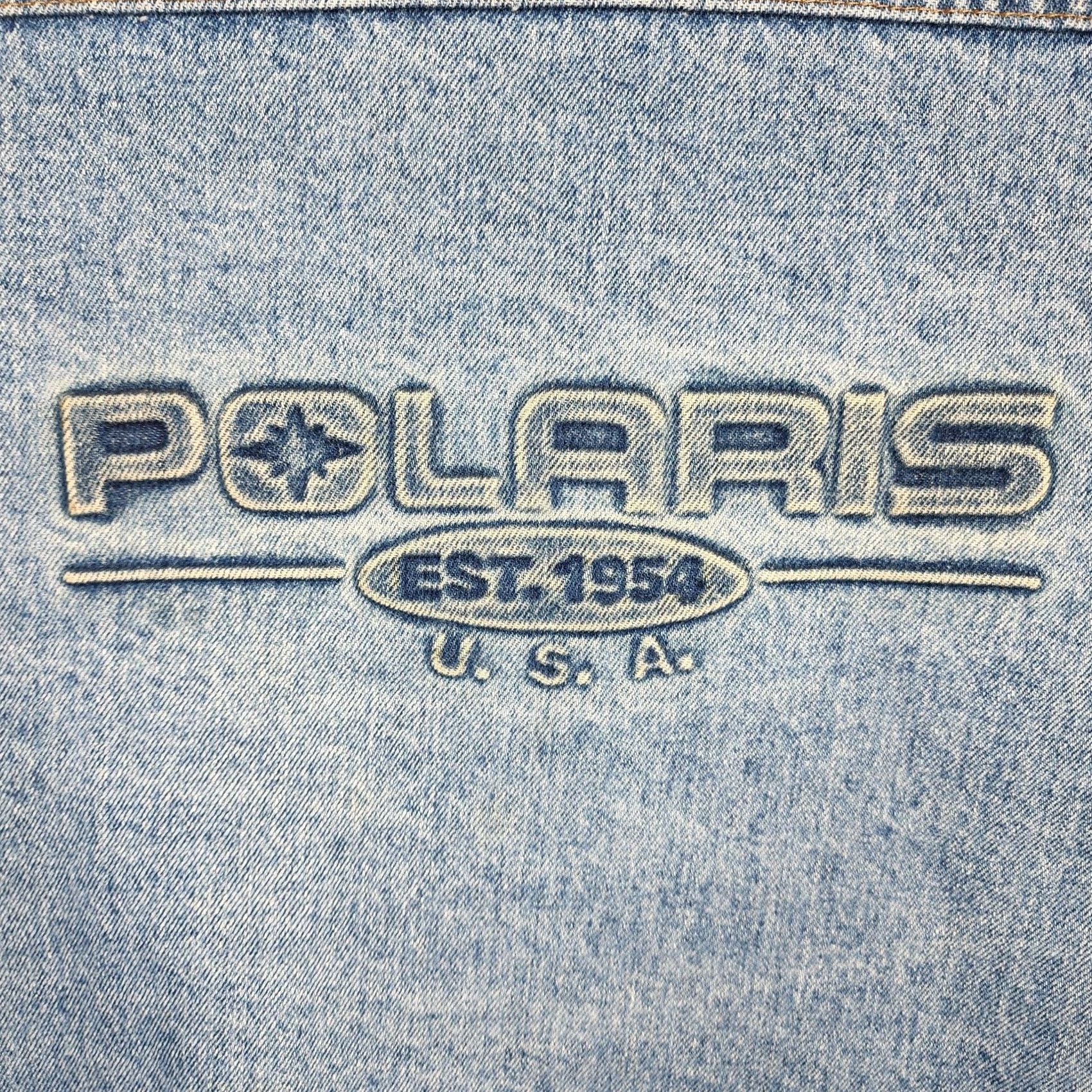 Vintage Polaris Jacket Mens XL Blue VTG Denim Jean USA Trucker Embroidered Double Sided Size US 36 / EU 52 - 7 Thumbnail