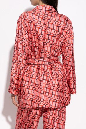 Gucci o1la5ras0526 Printed Silk Shirt With Self-Tie in Pink Size XS / US 0-2 / IT 36-38 - 4 Thumbnail