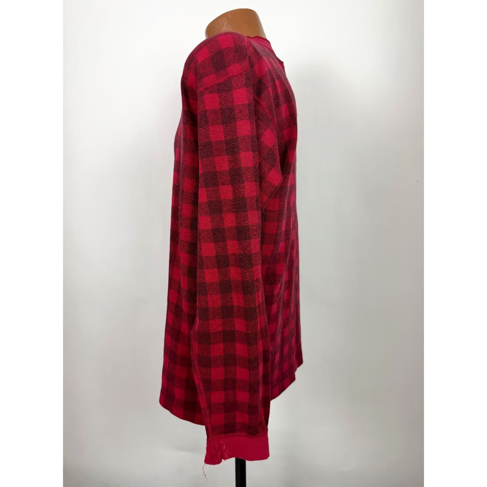 Eddie Bauer Vintage Eddie Bauer Henley Shirt Men M Red Check 90s Outdoors Cotton Knit Size US M / EU 48-50 / 2 - 6 Thumbnail