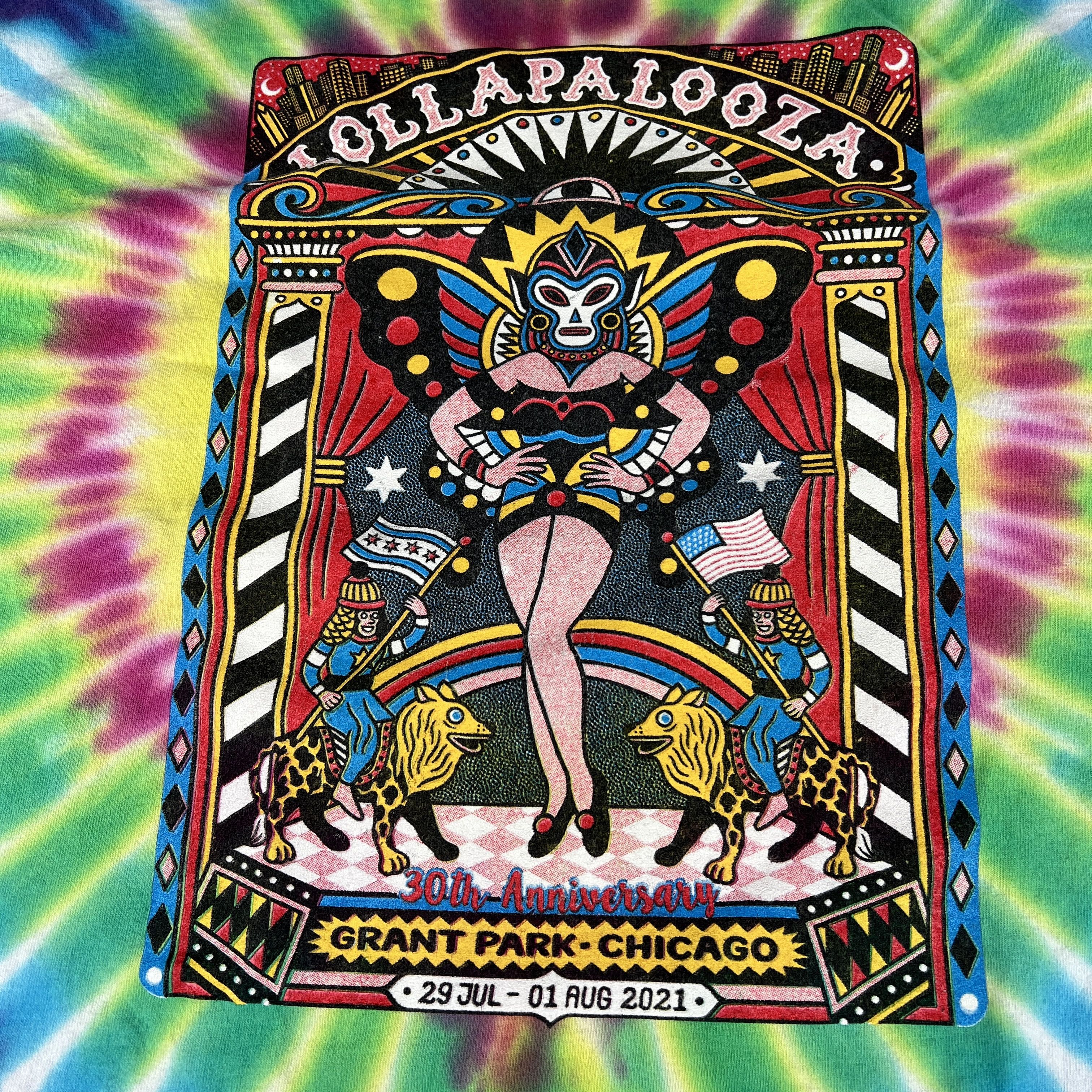 Other Lollapalooza 30 Anniversary Shirt Blue Tie Dye Short Sleeve Size US XL / EU 56 / 4 - 2 Thumbnail