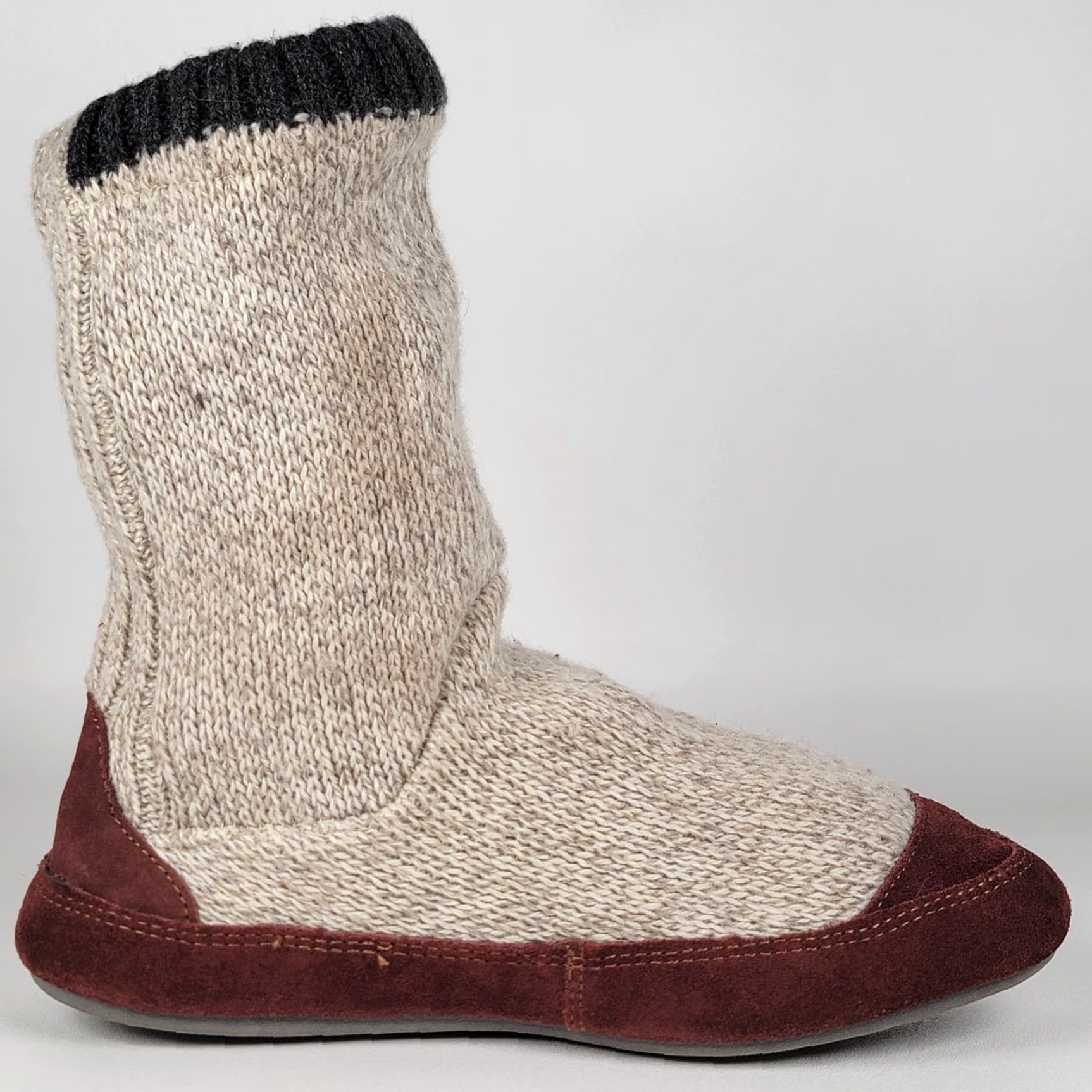 Vintage Acorn Men's Slouch Boots 9-10 Non-Slip Sole Biege Ragg Wool Brown Suede Size US 9 / EU 42 - 5 Thumbnail