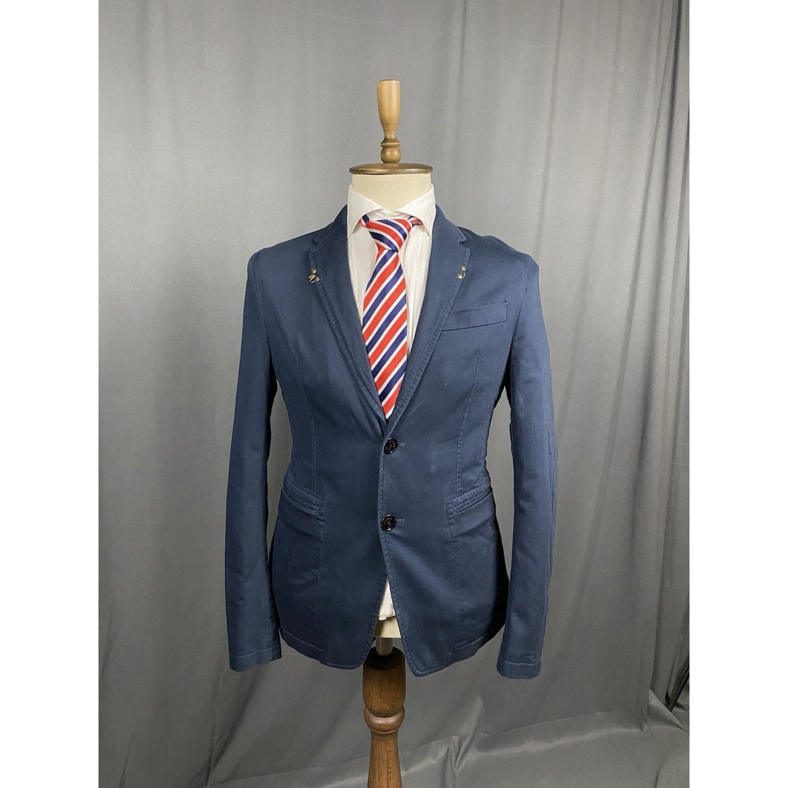 Burberry Burberry Men's Blue Wool Lined Blazer Sportcoat Jacket Size Size 50R - 2 Thumbnail