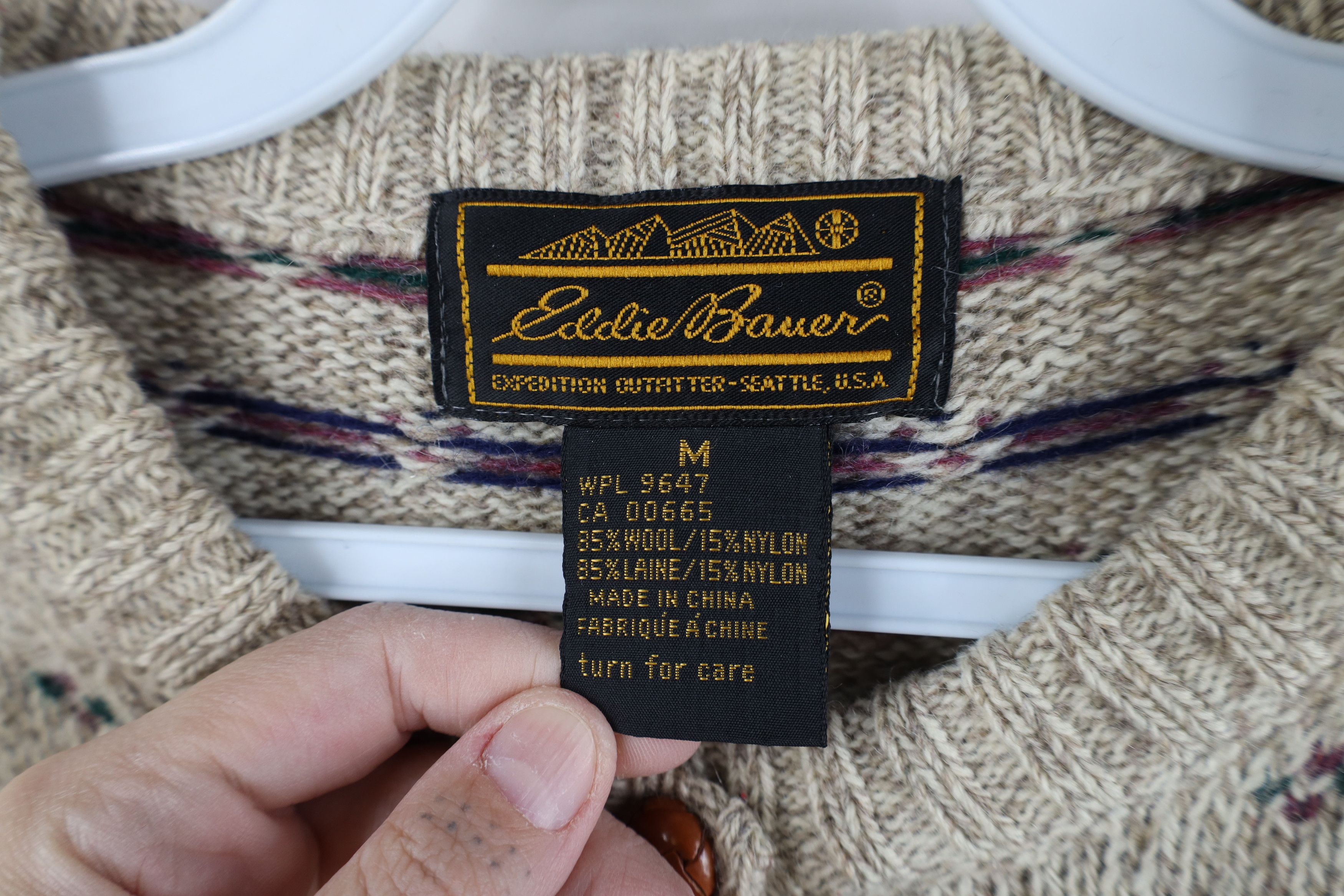 Eddie Bauer Vintage 90s Eddie Bauer Knit Geometric Cardigan Sweater Size M / US 6-8 / IT 42-44 - 8 Thumbnail