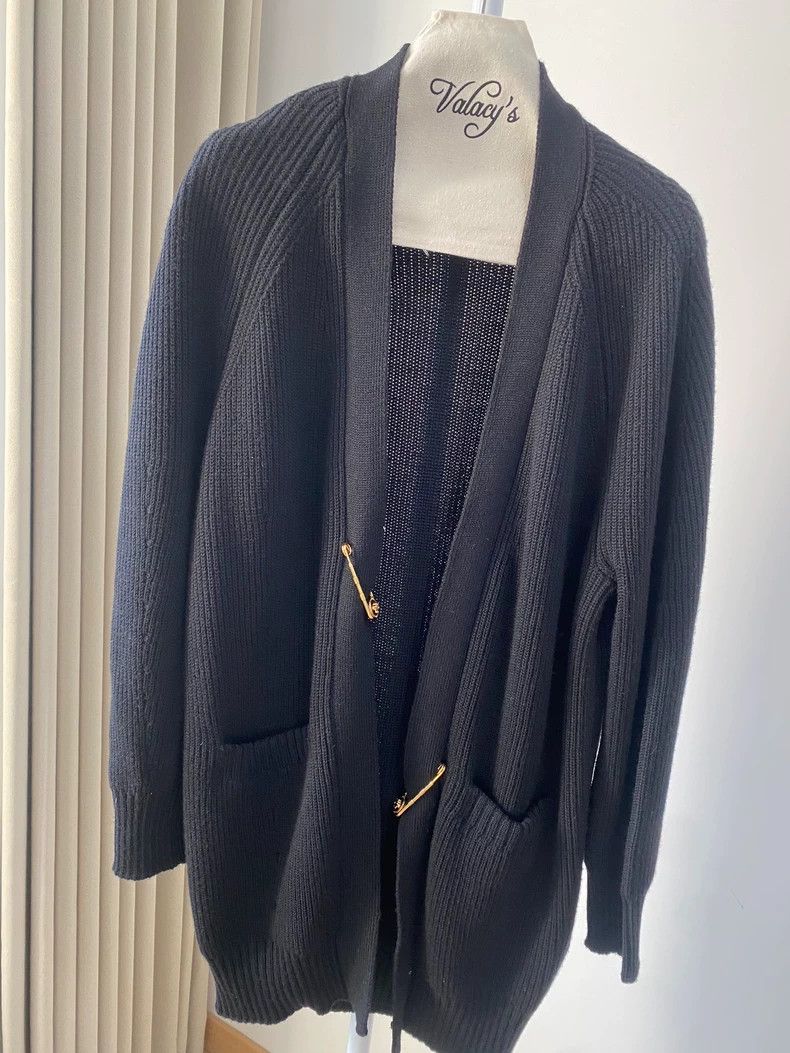 Versace Versace Black Cardigan with Gold Pin - dmc Size US M / EU 48-50 / 2 - 1 Thumbnail