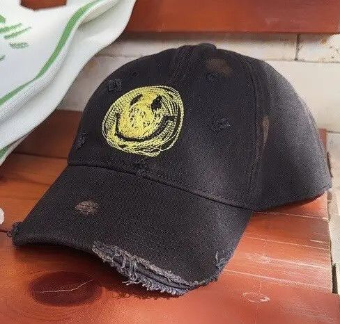 Other Utility grunge smiley face distressed ripped cap Size ONE SIZE - 4 Thumbnail