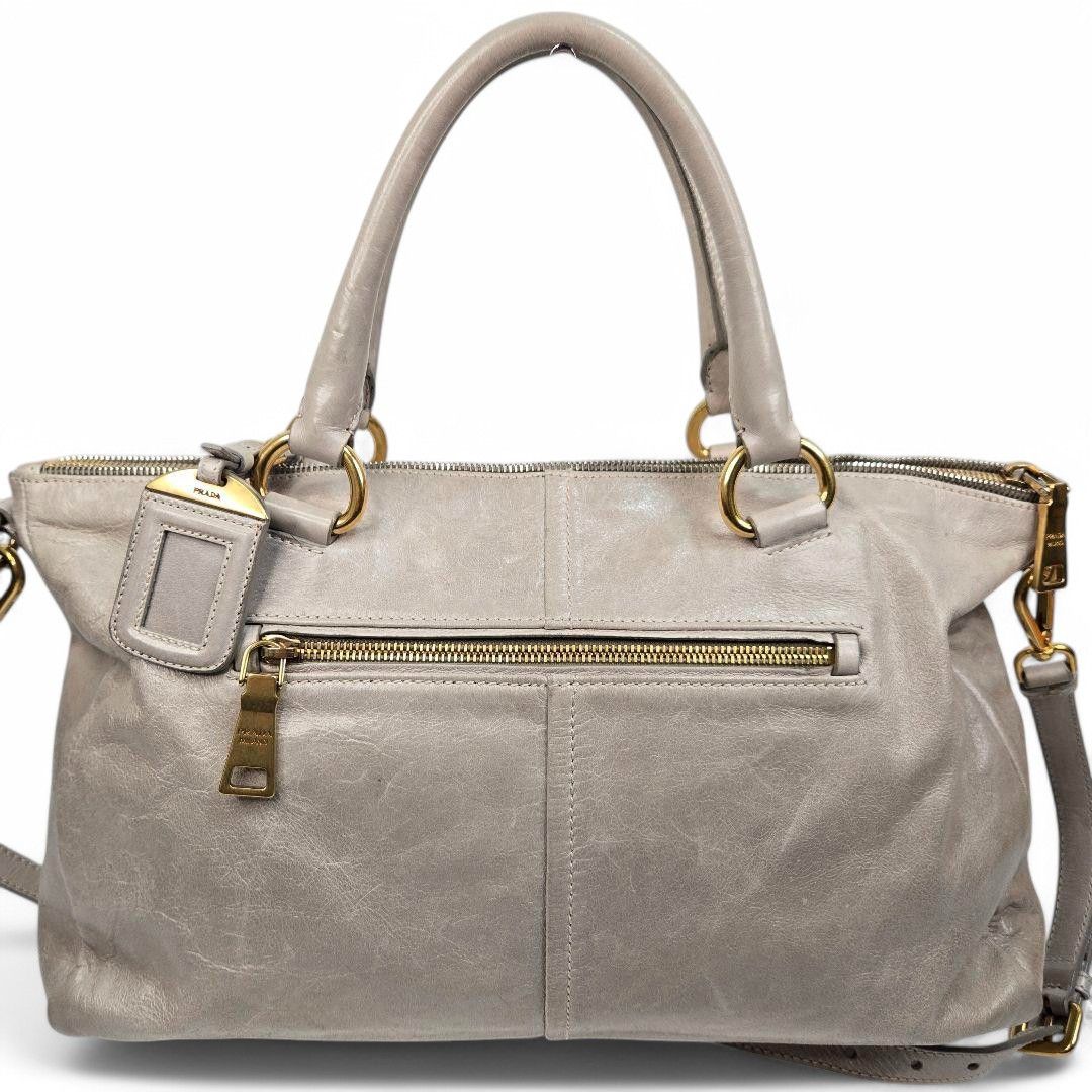 Prada Prada - Saffiano Gray Leather Handbag Shoulder Bag Vintage Size ONE SIZE - 4 Thumbnail