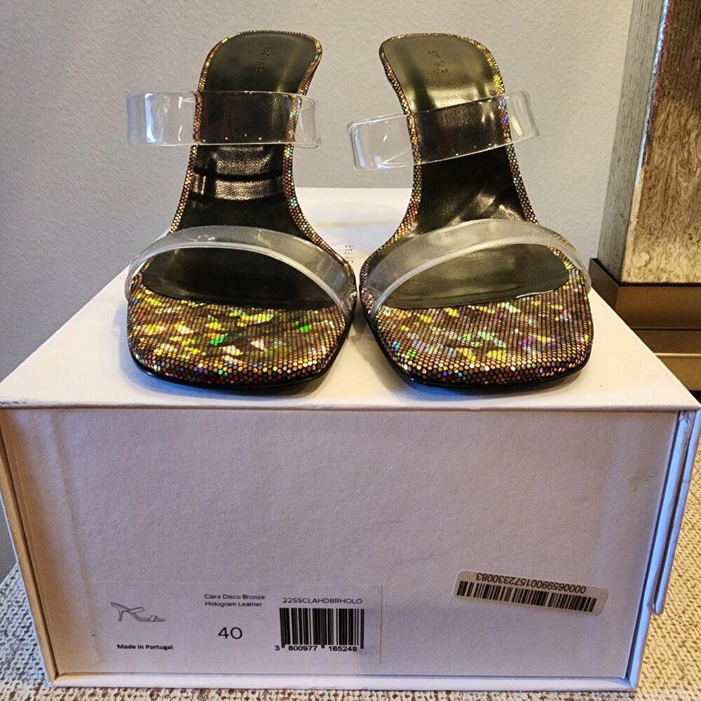 By Far BY FAR Clara Disco Bronze Hologram Leather Slide Sandal Size US 7.5 / IT 37.5 - 2 Thumbnail