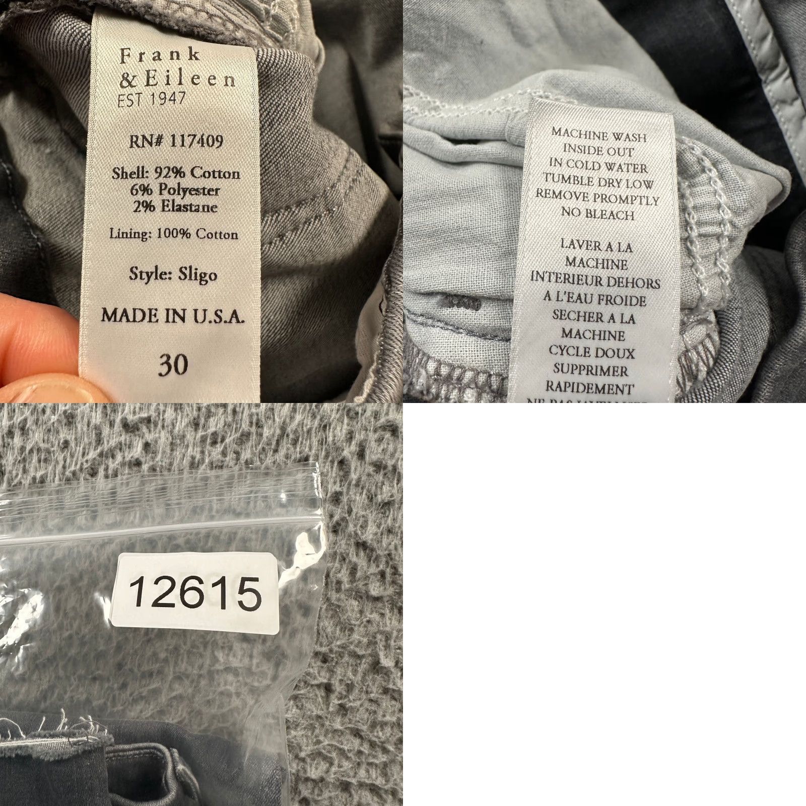 Frank & Eileen Frank & Eileen Jeans Womens 30 Gray Sligo Slim Straight Raw Hem Frayed Ankle Size 30" / US 8 / IT 44 - 9 Thumbnail