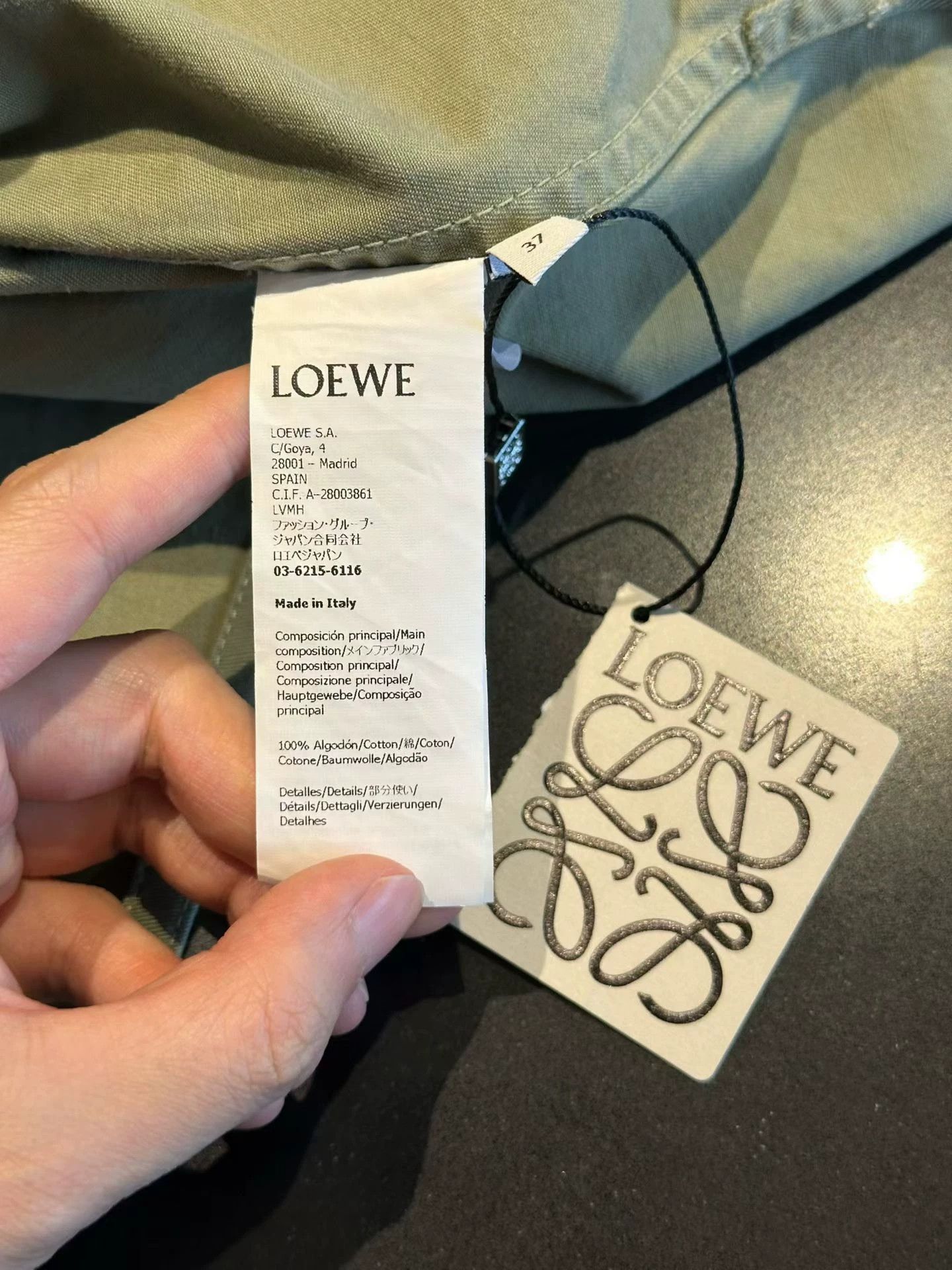 Loewe LOEWE Washed Green Cuff Logo Short Sleeve Shirt Size US XXS / EU 40 - 5 Thumbnail