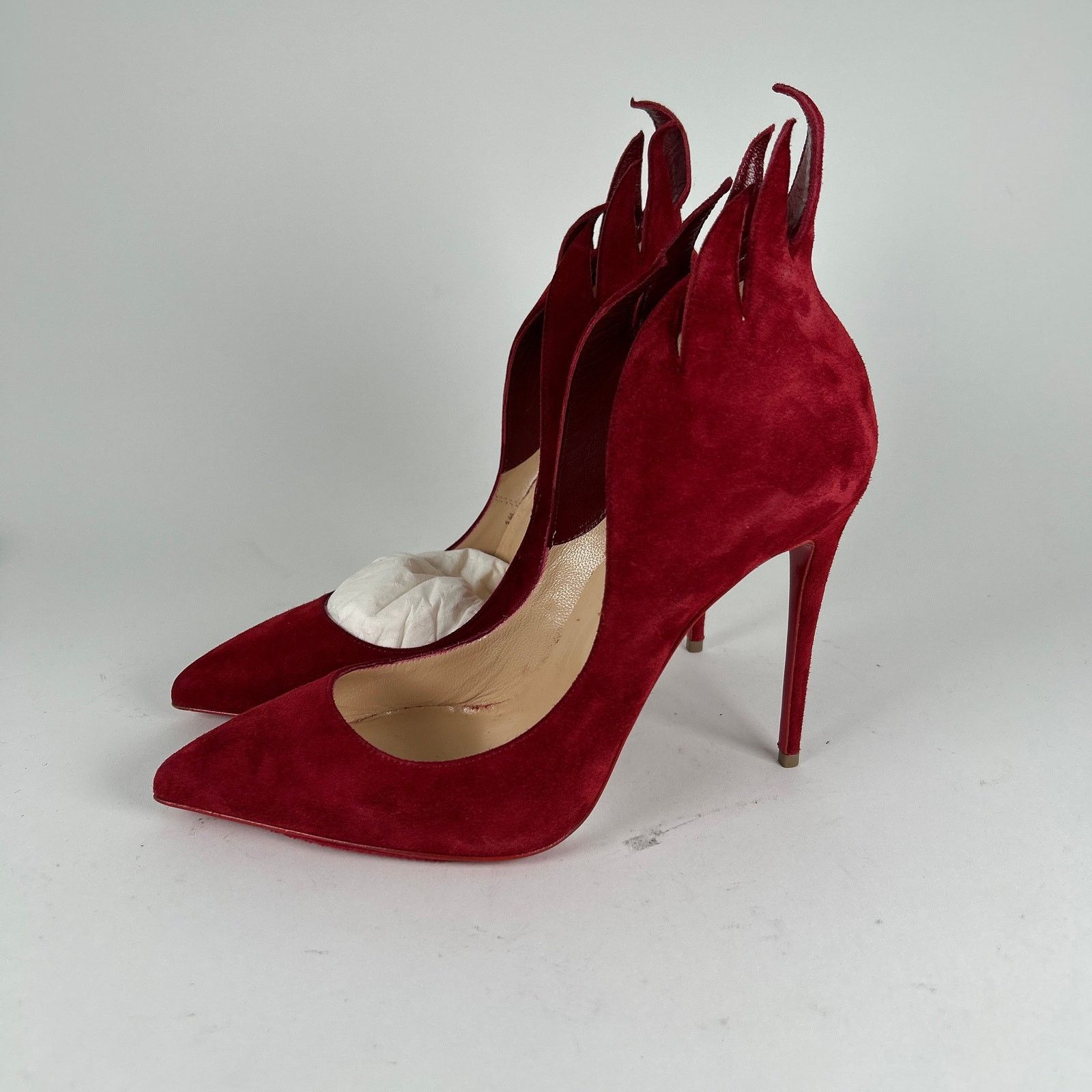 Christian Louboutin Christian Louboutin Red Velour 'Victorina' Heels Size 39 Size US 9 / IT 39 - 3 Thumbnail