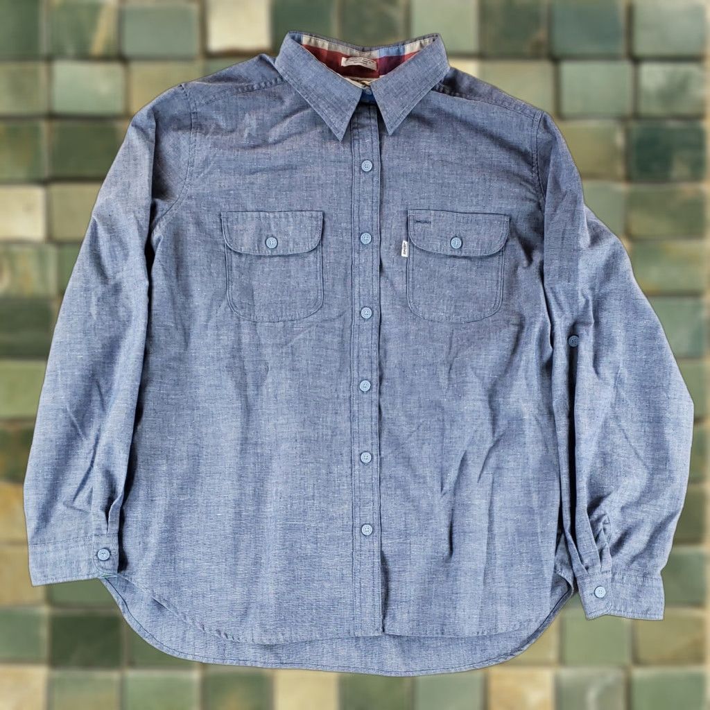 Levi's Levi's Chambray Shirt Blue Mens L Button Blend Poly Cotton Long Sleeve 40 Size US L / EU 52-54 / 3 - 1 Thumbnail