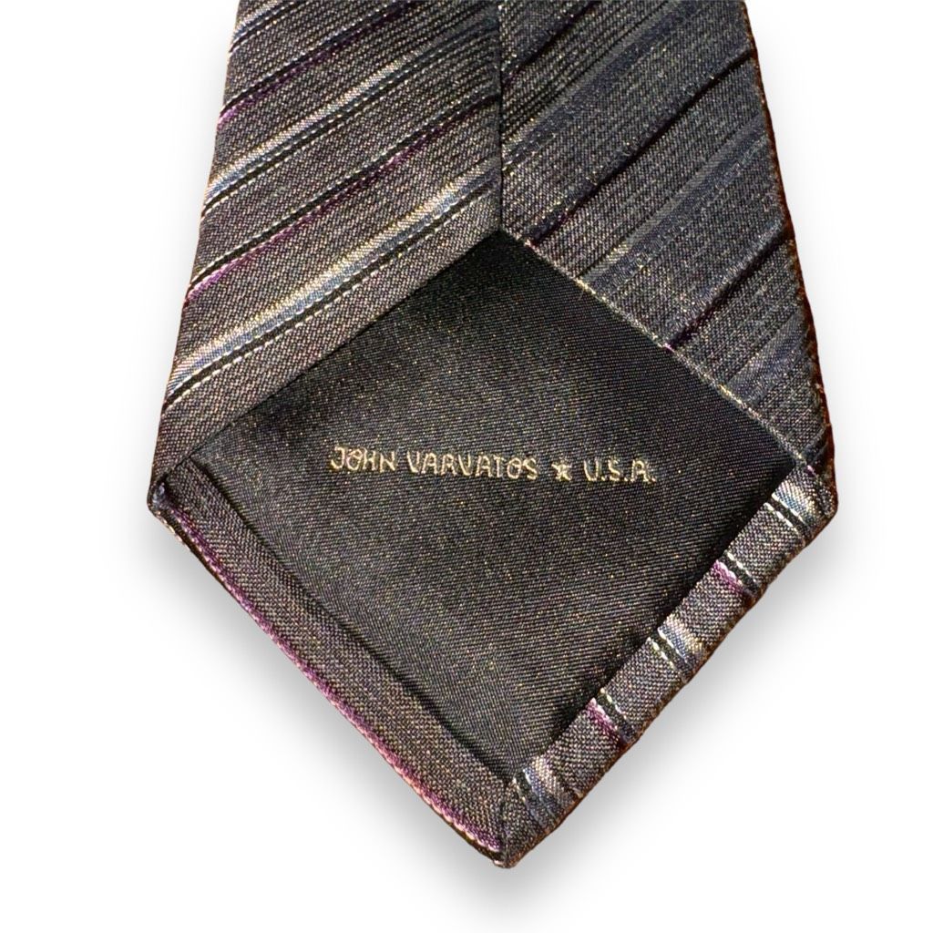 John Varvatos John Varvatos USA Gray & Purple Rep Striped Made in USA Tie Size ONE SIZE - 4 Thumbnail