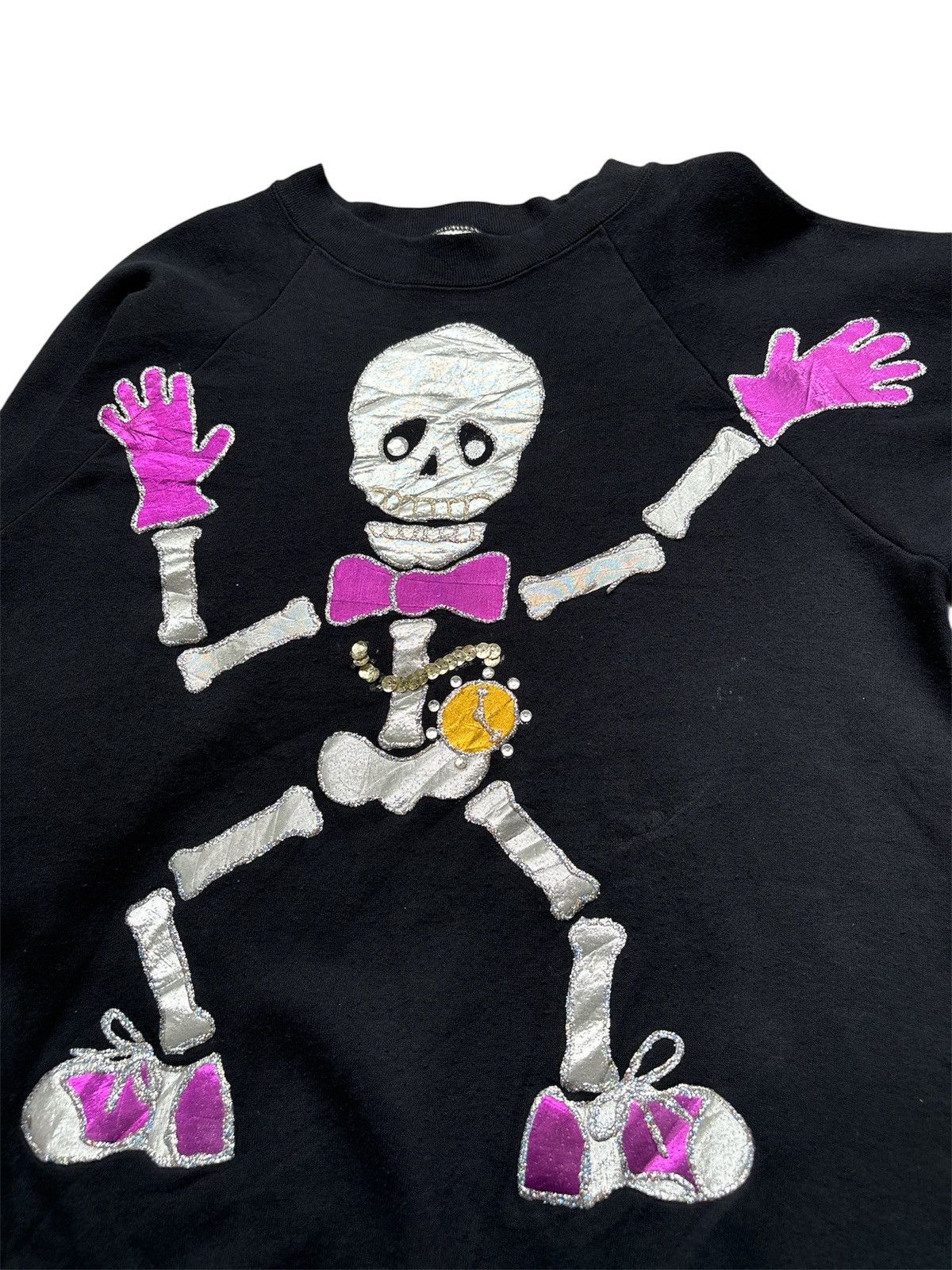 Vintage 1980s ONEITA Embellished Skeleton Sweater Size US L / EU 52-54 / 3 - 2 Thumbnail
