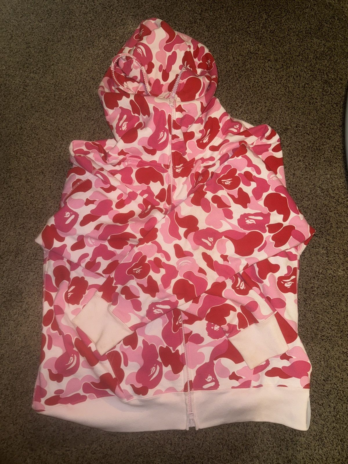 Image of Bape Giant Abc Camo Full Zip Hoodie in Pink, Men's (Size XL)