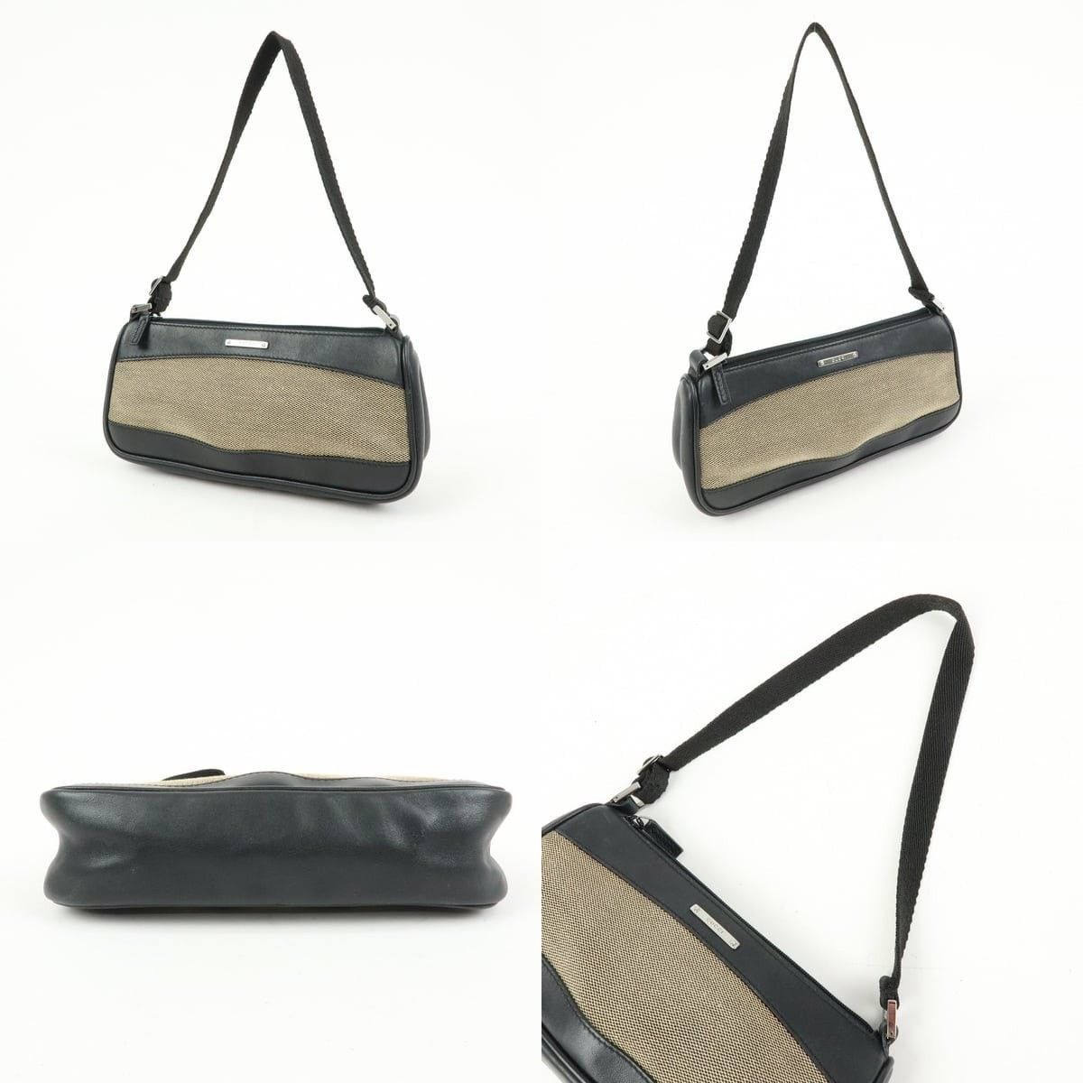 Gucci Gucci Logo Canvas & Leather Shoulder Bag Black Size ONE SIZE - 3 Thumbnail
