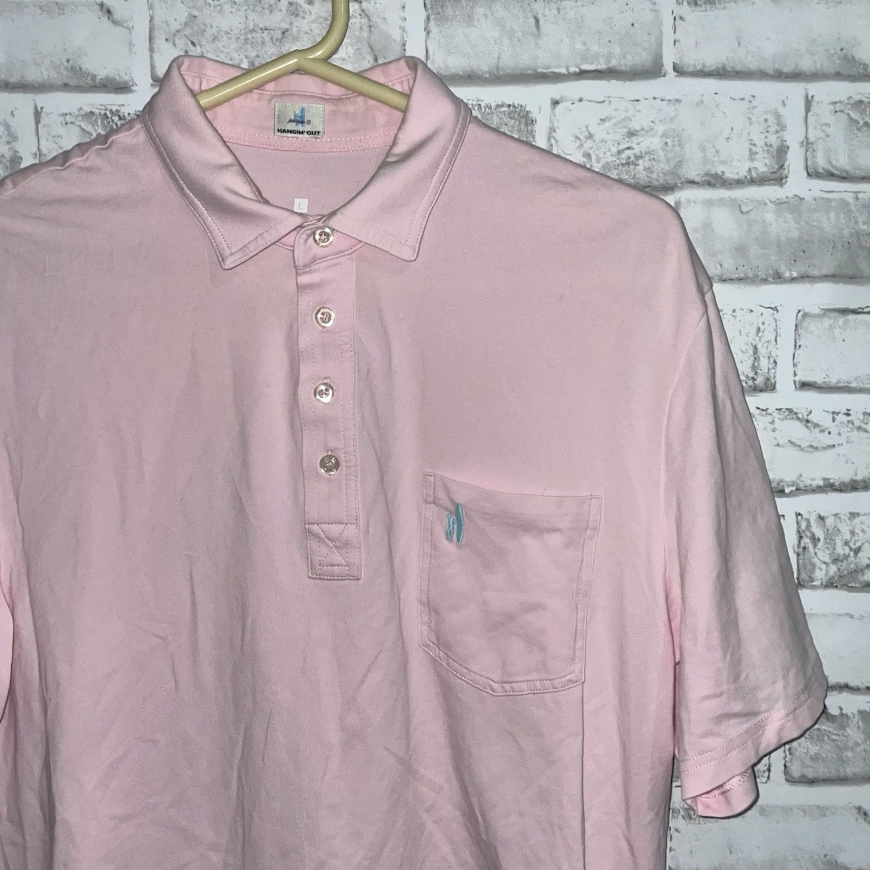 johnnie-O Johnnie-O Hangin Out Pink Cotton Pocket Polo Shirt Mens Size L Size US L / EU 52-54 / 3 - 2 Thumbnail