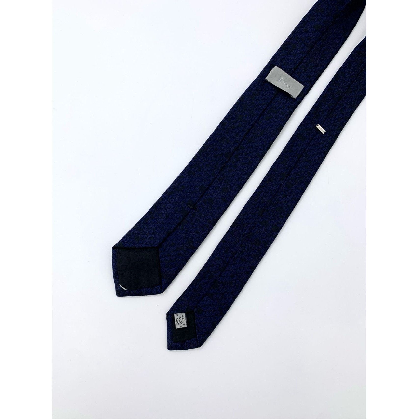 Dior Dior Navy Blue Patterned Silk Tie 153cm Size ONE SIZE - 5 Thumbnail