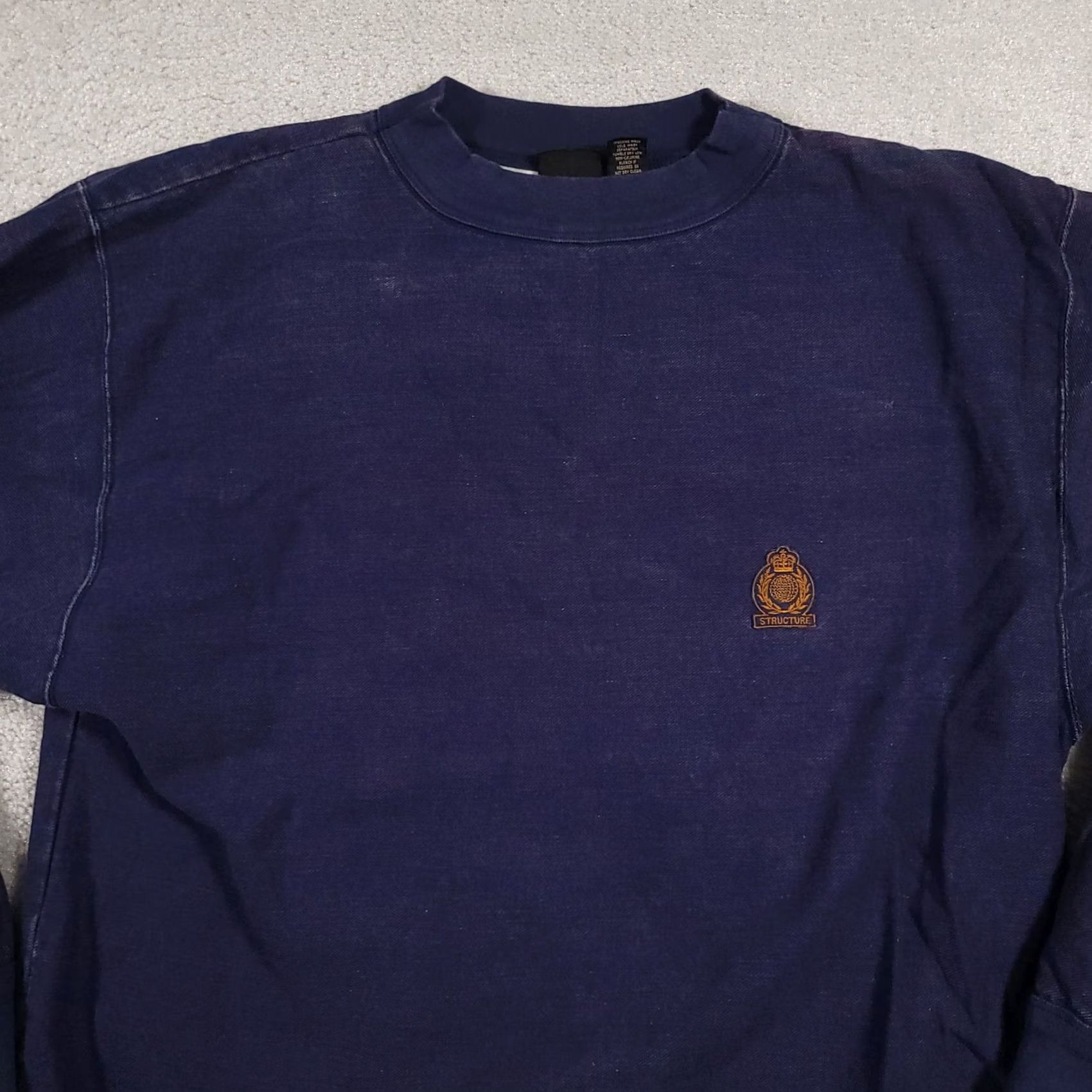 Vintage VINTAGE Structure Sweatshirt Mens Large Crewneck Pullover USA Embroidered 90s Blue Size US L / EU 52-54 / 3 - 3 Thumbnail