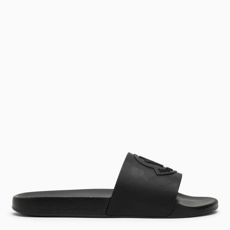 image of Moncler Basile Black Slide With Logo, Men's (Size 7)
