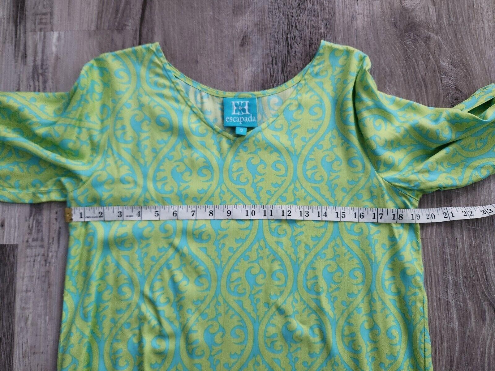 Designer Escapada Dress Small Green Blue 3/4 Sleeves Shift Summer Size S / US 4 / IT 40 - 5 Thumbnail