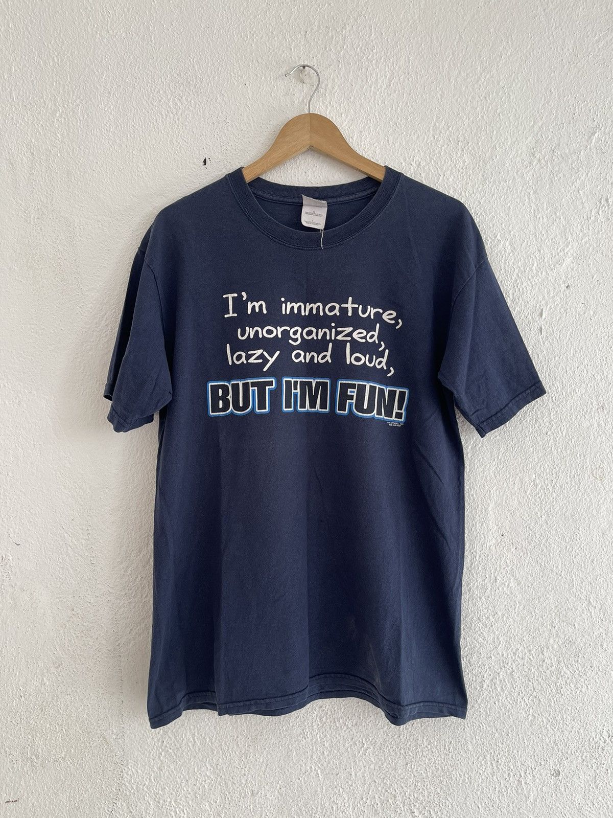 image of Vintage Wording Tee Gi Apparel in Navy, Men's (Size Large)