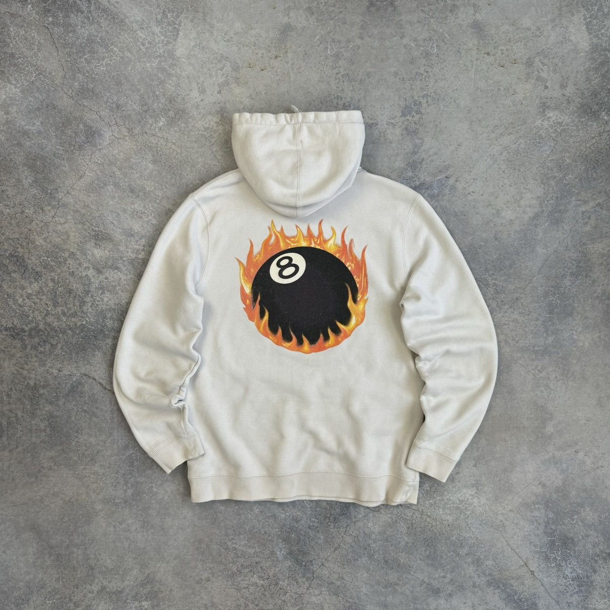 Stussy VINTAGE Y2K STUSSY FLAME 8 BALL BEIGE HOODIE Size US M / EU 48-50 / 2 - 1 Thumbnail