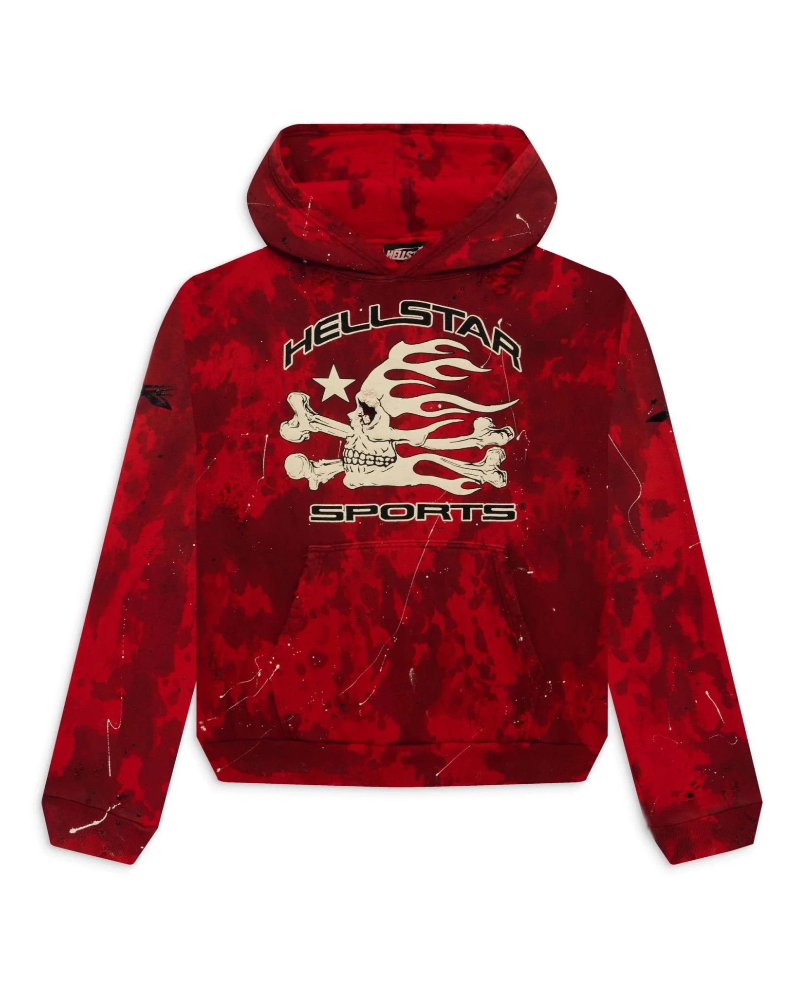 image of Hellstar Sports Red Tye-Dye Skull Hoodie, Men's (Size 2XL)