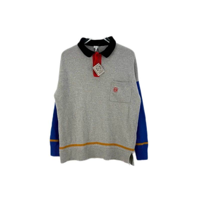 Loewe Loewe Gray Colorblock Wool Sweater with Logo- DMC Size US XS / EU 42 / 0 - 1 Thumbnail