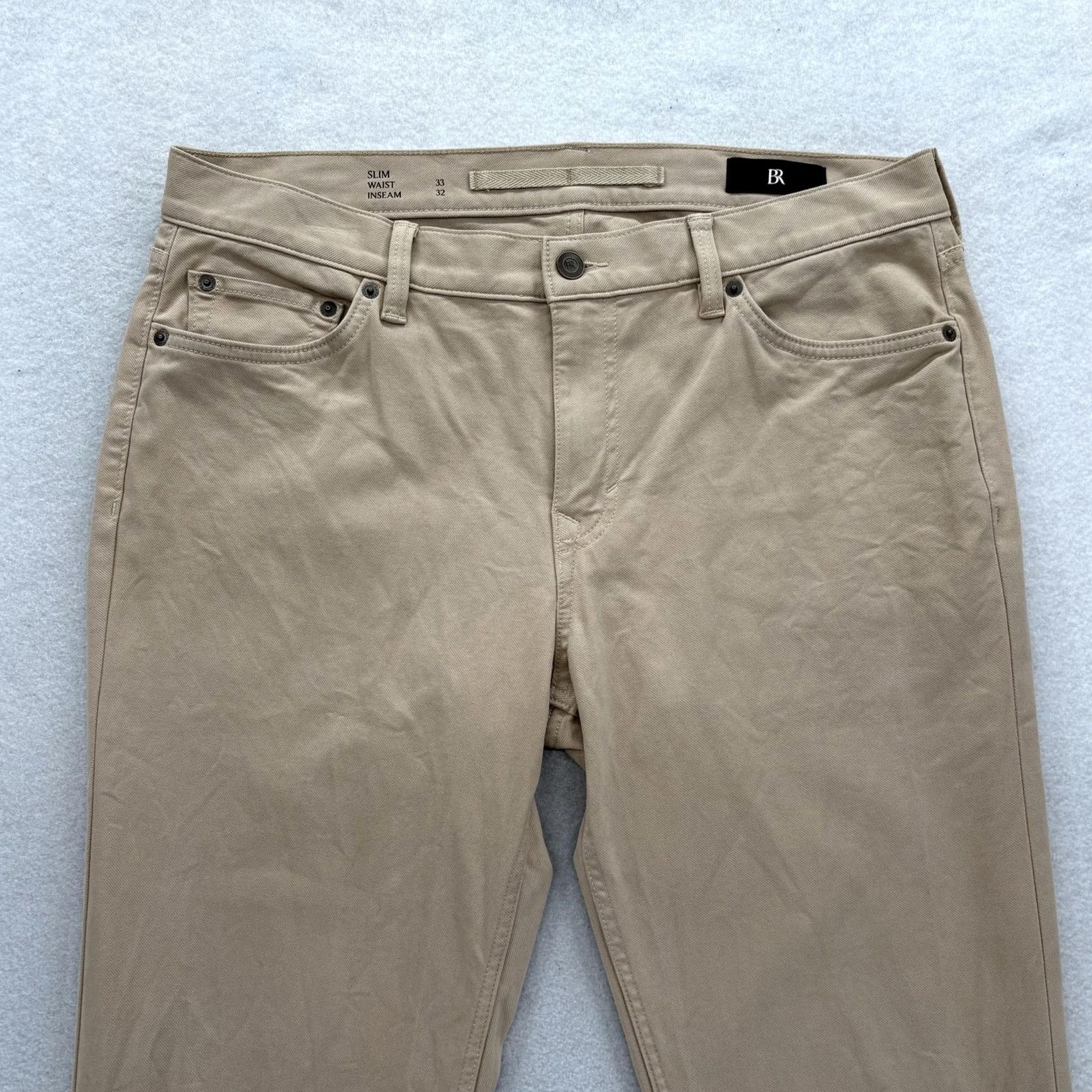 Banana Republic Banana Republic Traveler Pants Mens 33x32 Beige Slim Fit Stretch Khaki 5-Pocket Size US 33 - 2 Thumbnail