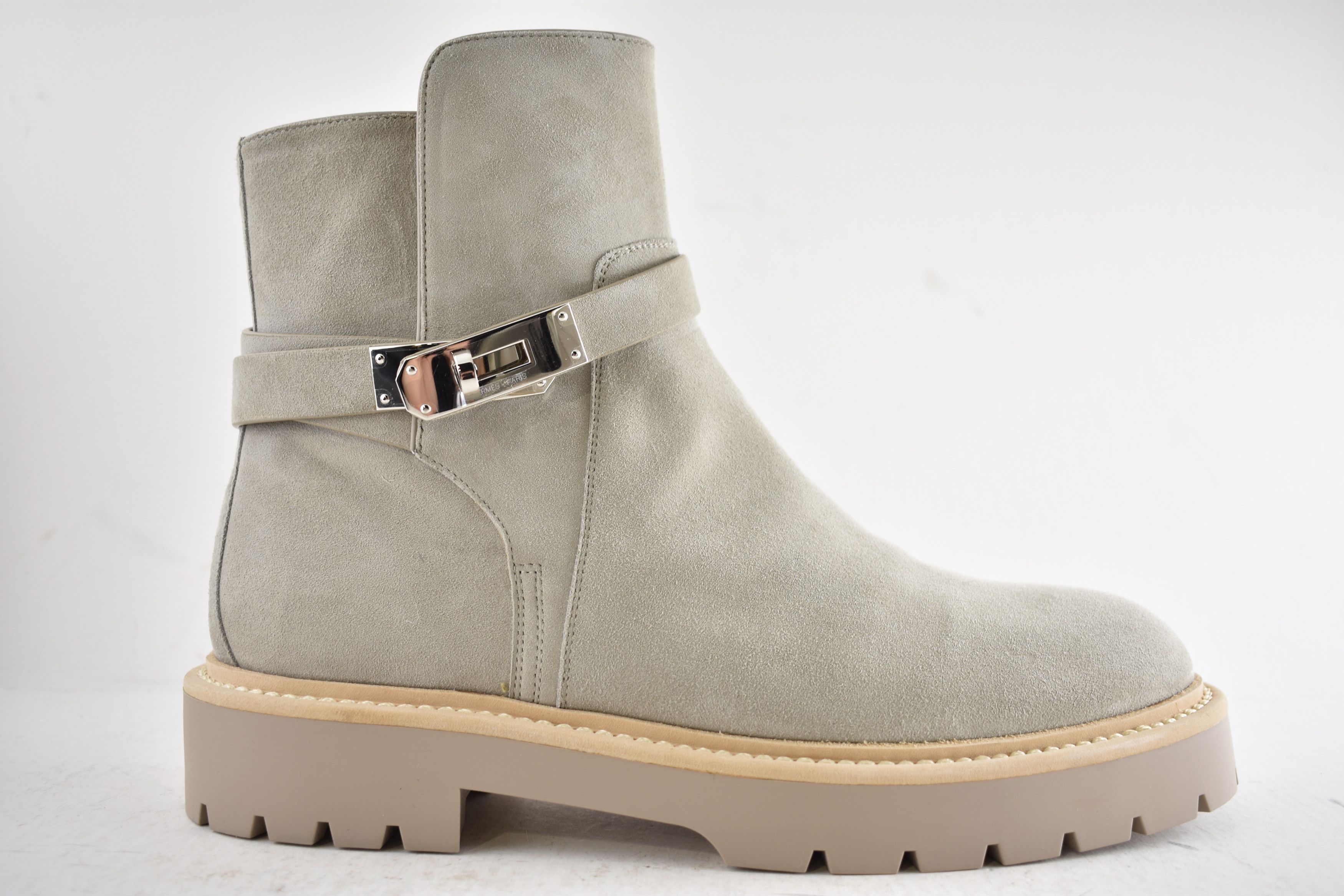 Hermes Hermes Jeff Ankle Boot Galet Suede Kelly Lock Buckle 40 Size US 10 / IT 40 - 2 Thumbnail