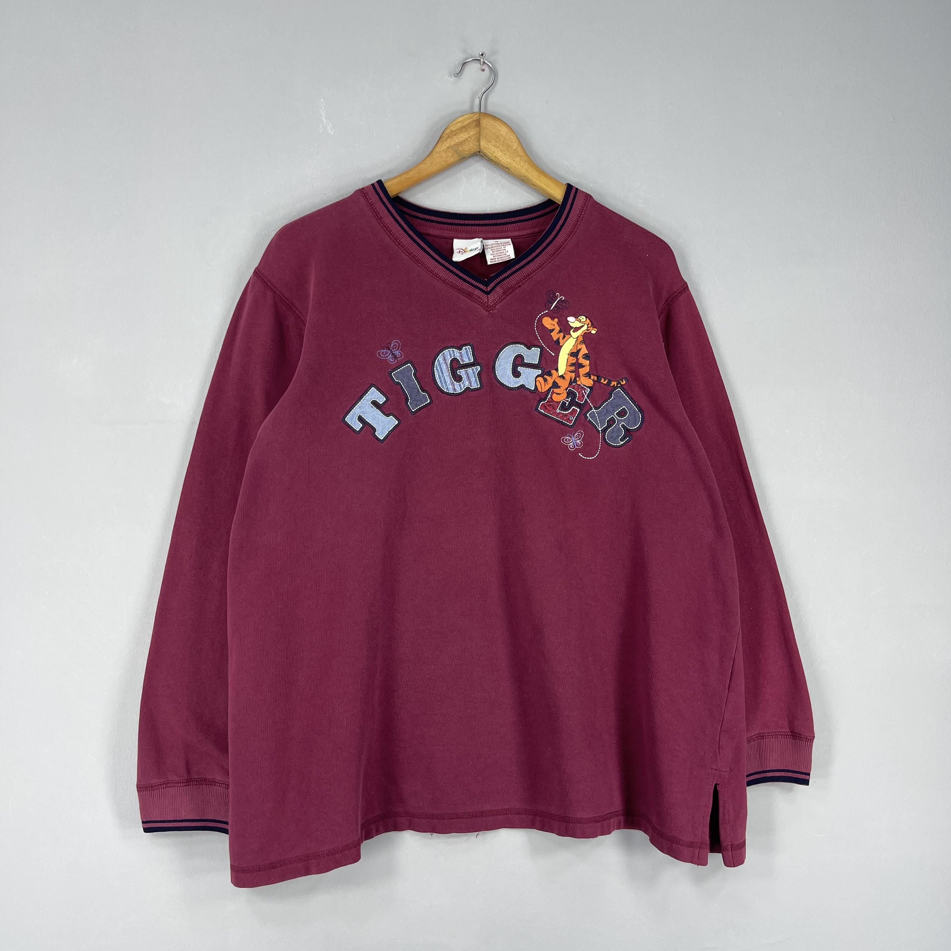 Disney Vintage TIGER Too Cartoon Embroidery Vneck Sweatshirt Size US XL / EU 56 / 4 - 3 Thumbnail