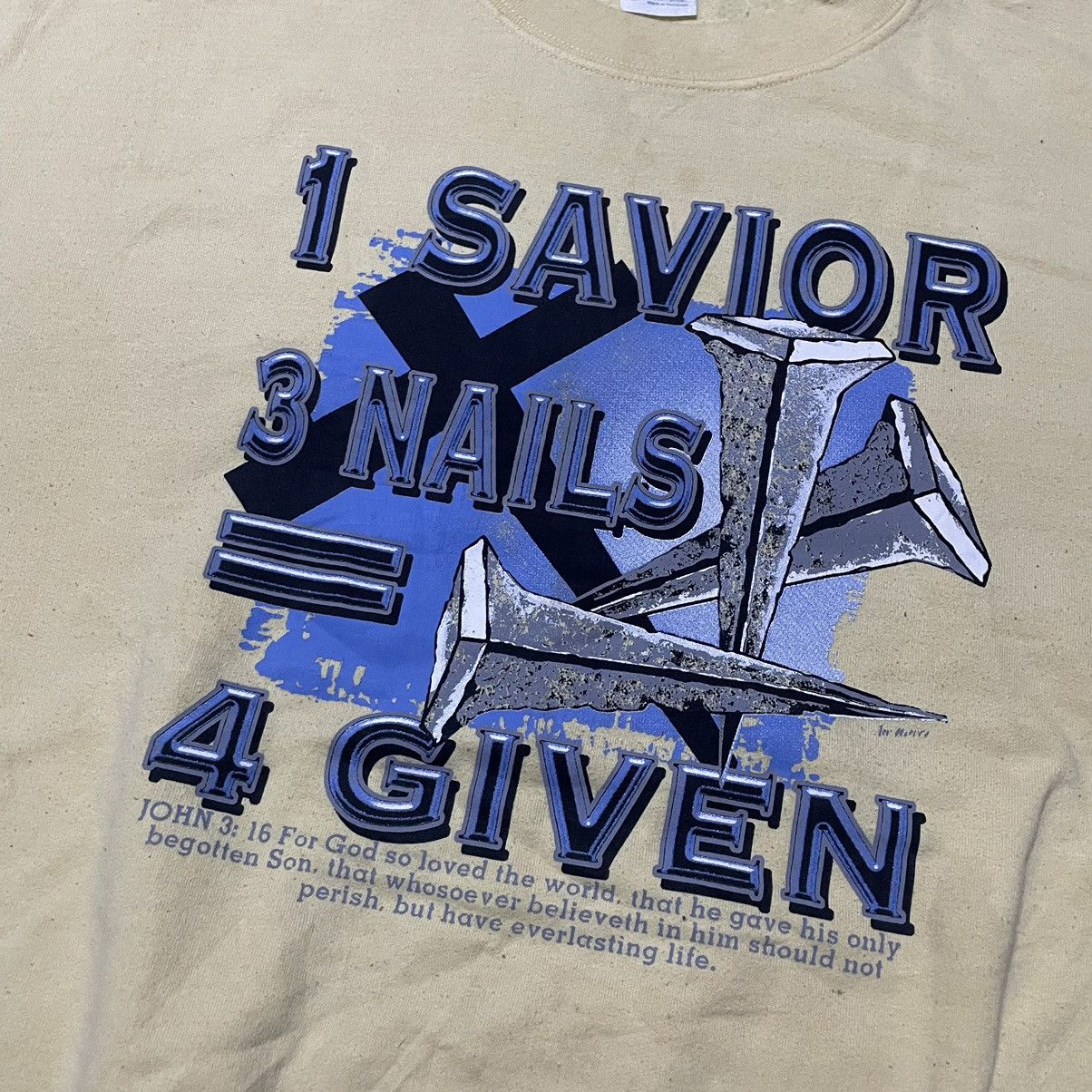 Gildan × Vintage 💥Y2k John 3: 16 Bible Quotes Sweatshirts Size US XL / EU 56 / 4 - 2 Thumbnail