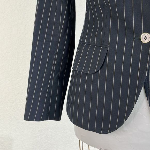 Dolce & Gabbana × Vintage Dolce and Gabbana Pinstriped Cotton Wide Lapel Tailored Blaz Size M / US 6-8 / IT 42-44 - 5 Thumbnail