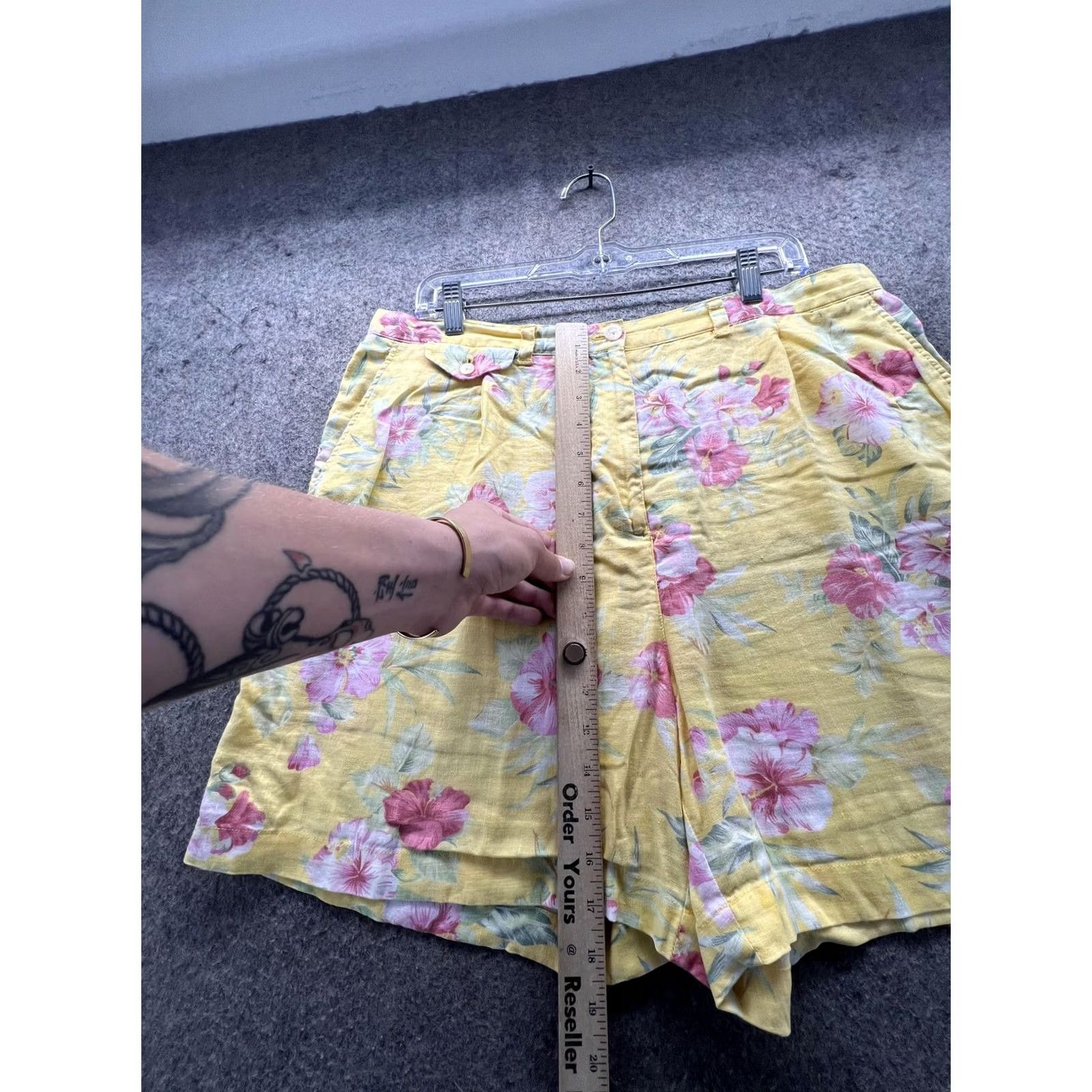 Ralph Lauren Lauren Ralph Lauren Shorts Womens 16 Yellow Linen Chino Floral 6 Inseam Casual Size 38" / US 16 / IT 52 - 3 Thumbnail