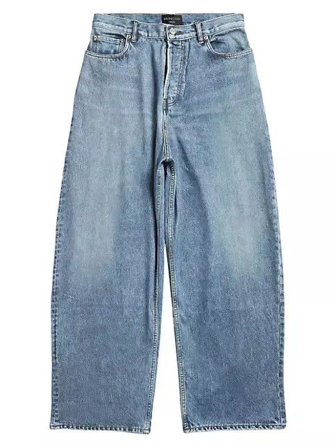 Balenciaga o1in1g0125 Trompe L'Œil Large Baggy Jeans in Blue Size 24" / US 00 / IT 34 - 1 Thumbnail
