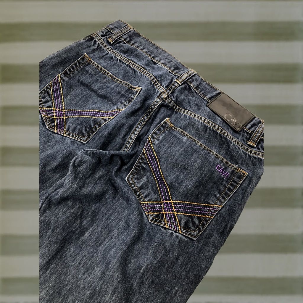 Vintage CAVI Jeans - Regular Straight Blue Denim - Men 35x30 Embroidered Design Jeans Mens Straight 35 Inseam 30 Size US 35 - 1 Thumbnail