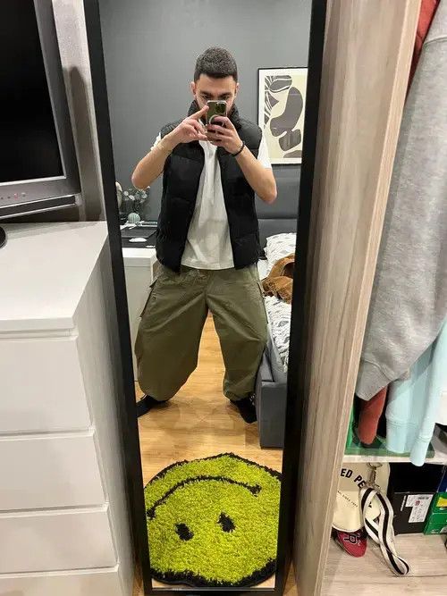 Anime × Indigo Bag Straight Pants Baggy Wide-leg Cropped Pants Size US 34 / EU 50 - 4 Thumbnail